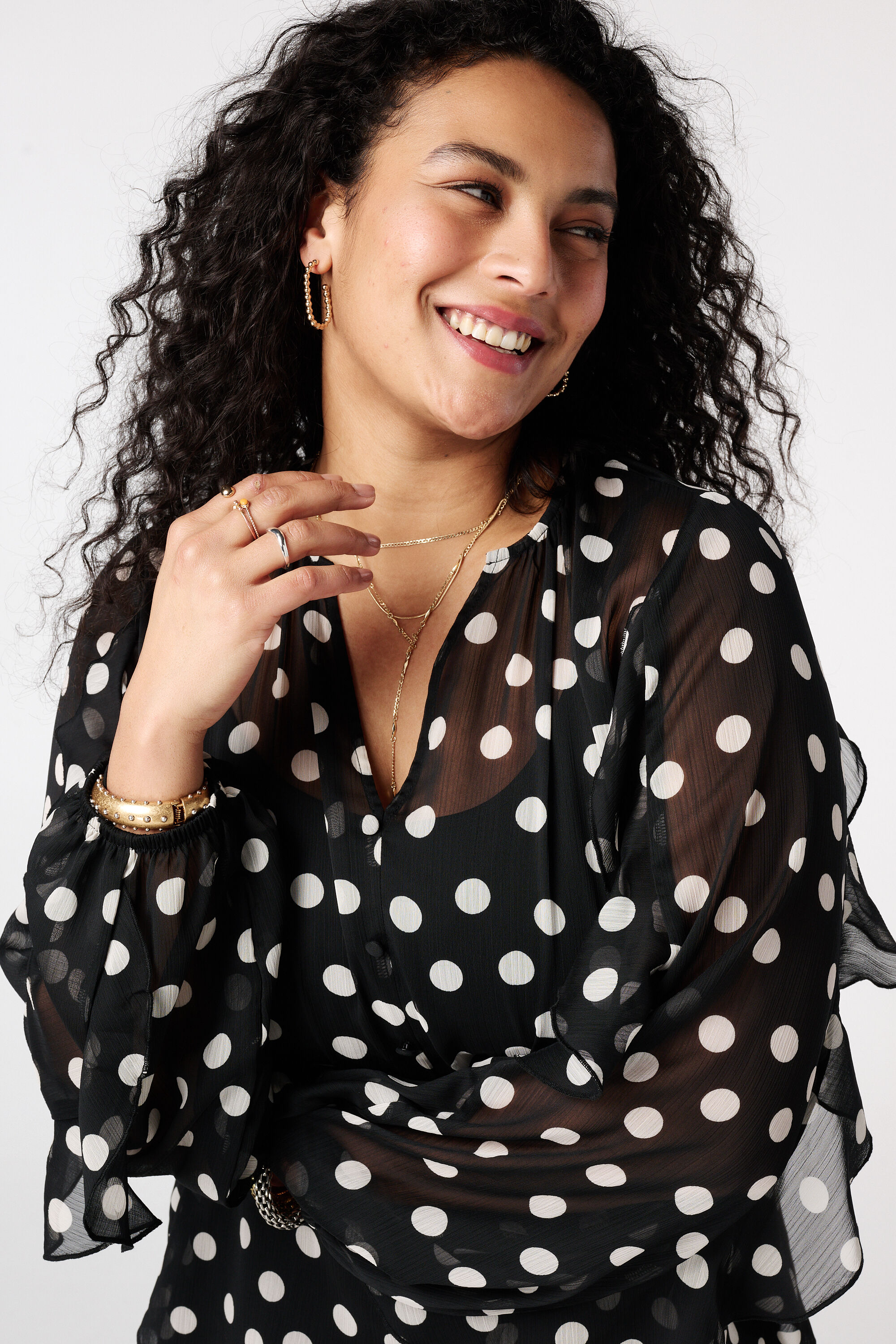 Bluse aus Mesh mit Volants image number 4