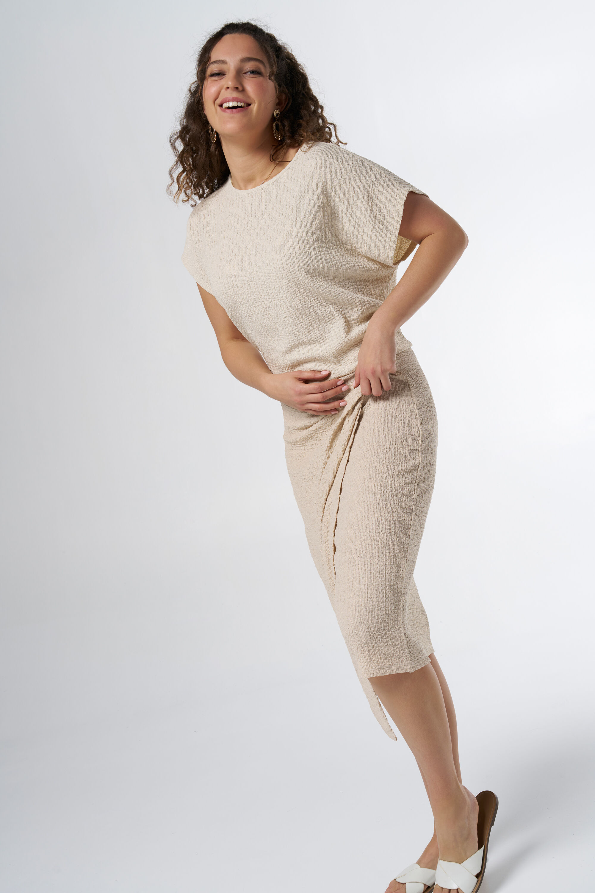 Midirock mit strukturiertem Stoff image number 5