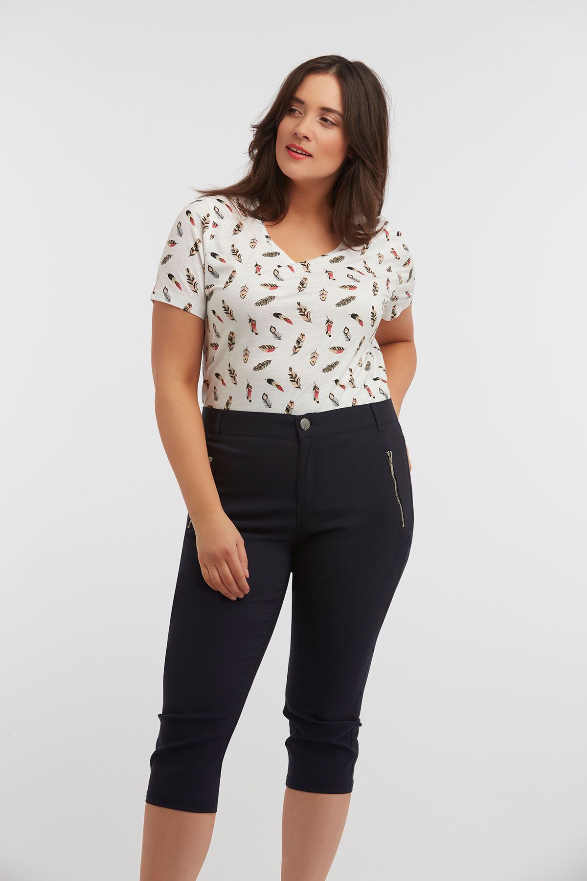 Capri-Hose mit Rei&szlig;verschl&uuml;ssen image number 4