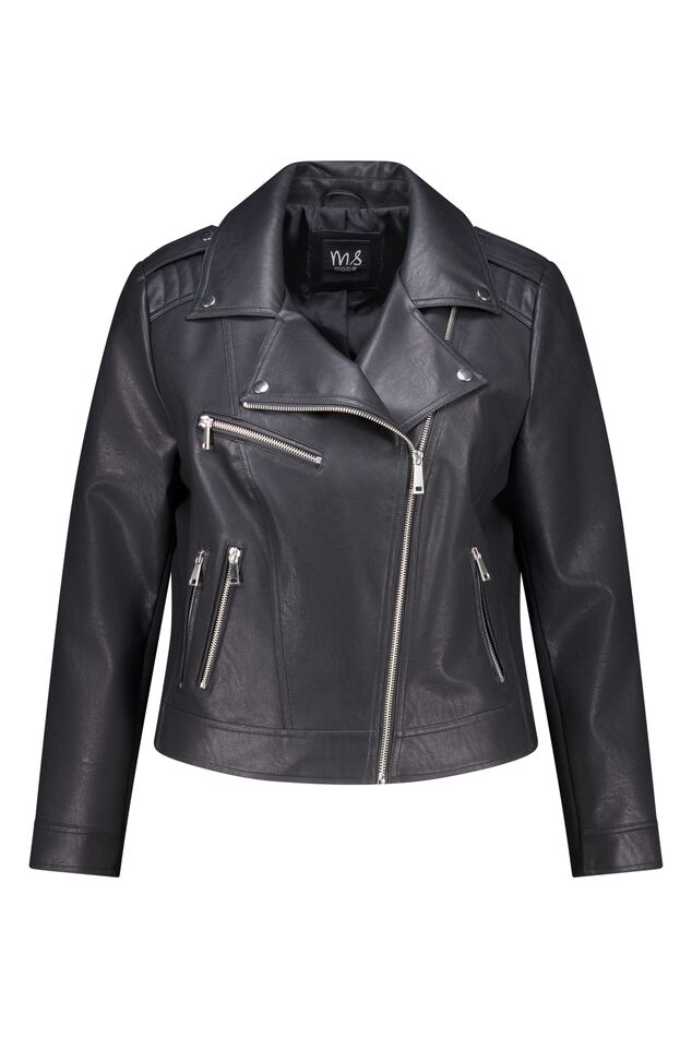 Jacke in Lederoptik mit silbernen Details image number 1