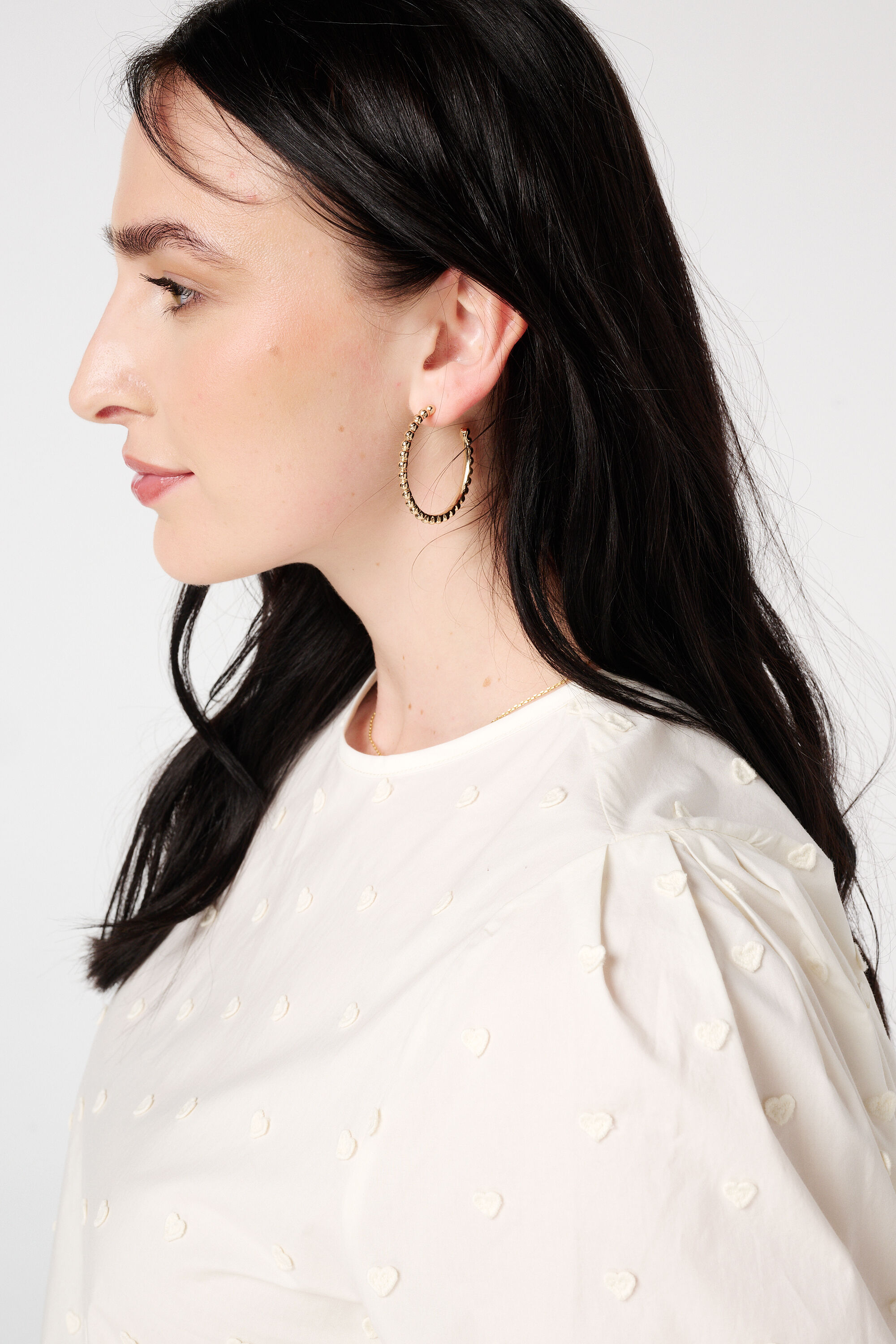 Bluse mit gestickten Herzen und Dreiviertel-&Auml;rmeln image number 4