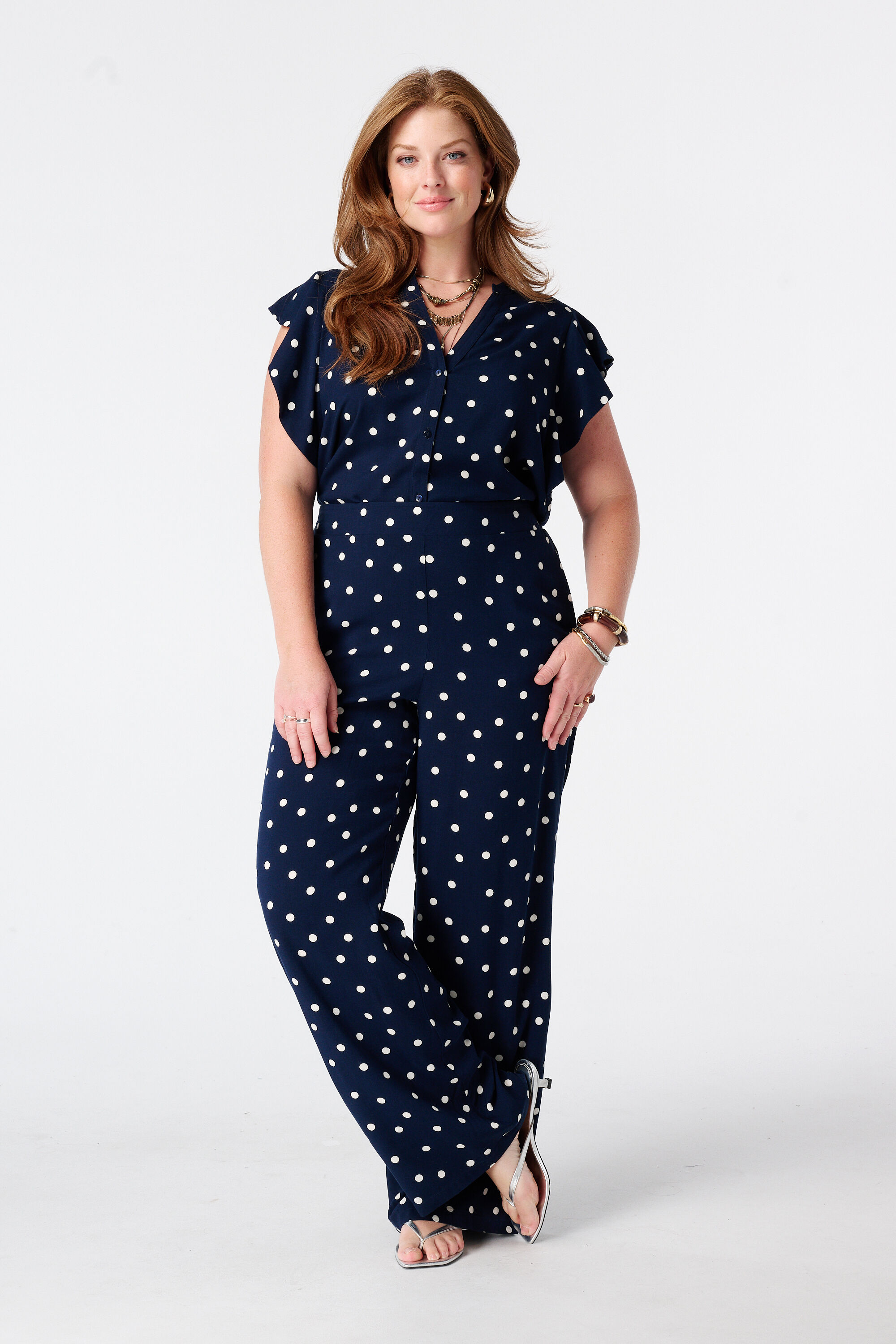 Wide Leg Hose mit Polka Dot Muster
