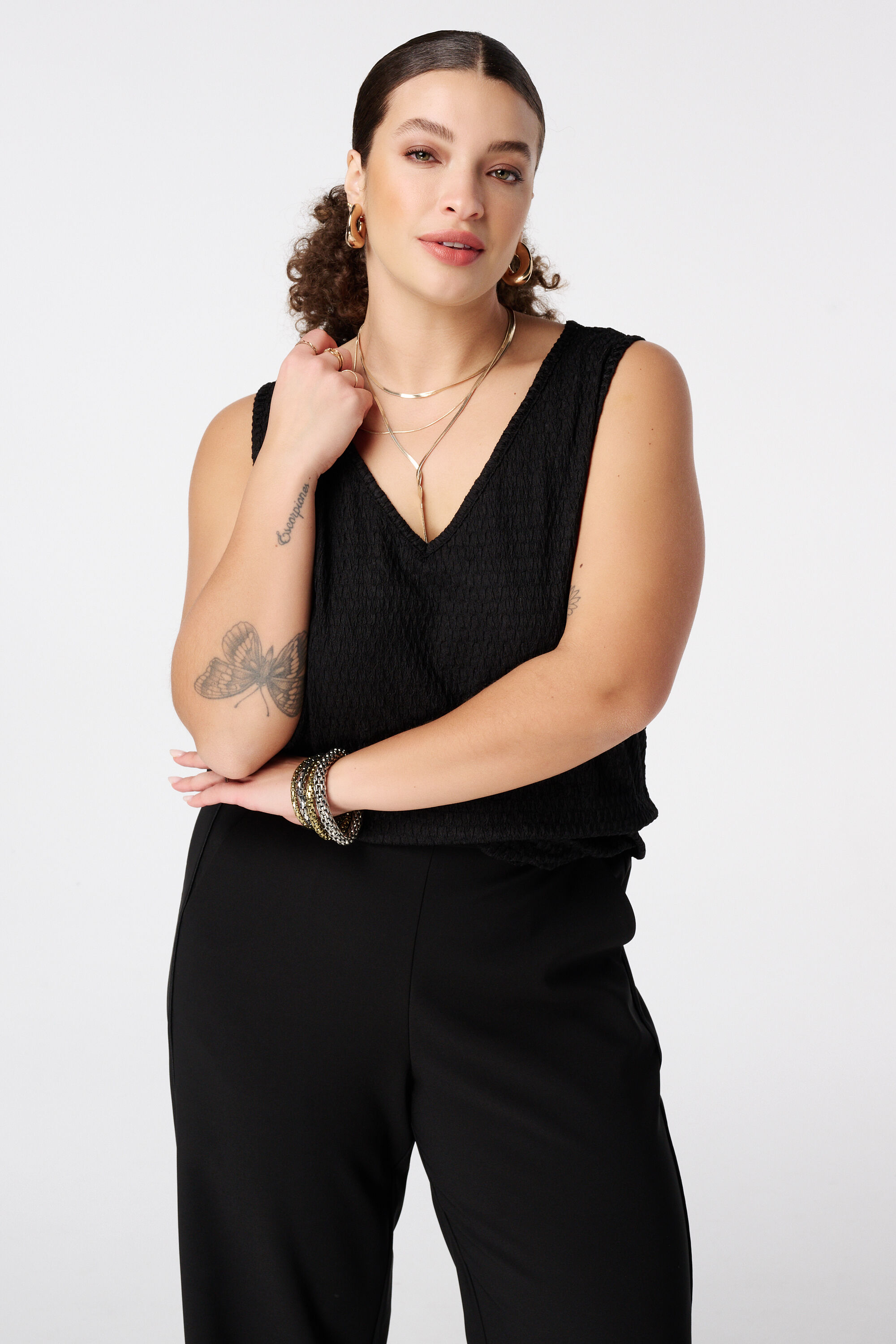 Sleeveless top with texture