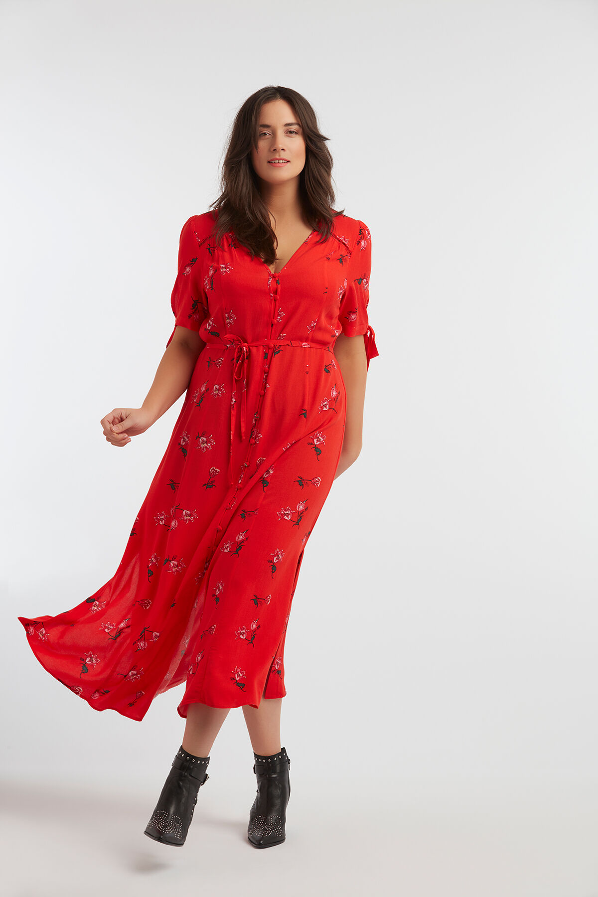 Florales Button-down-Kleid image number 5