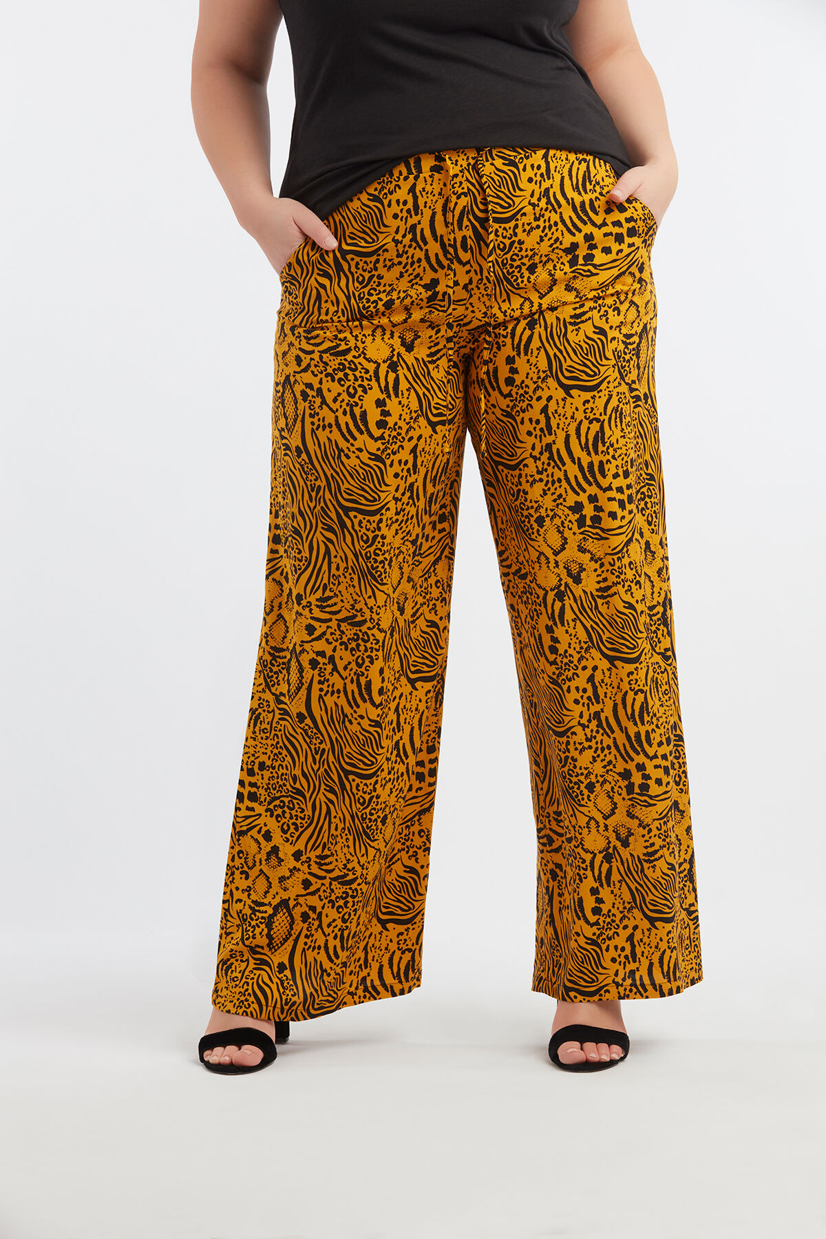 Wide-leg Hose mit Allover-Print  image number 3