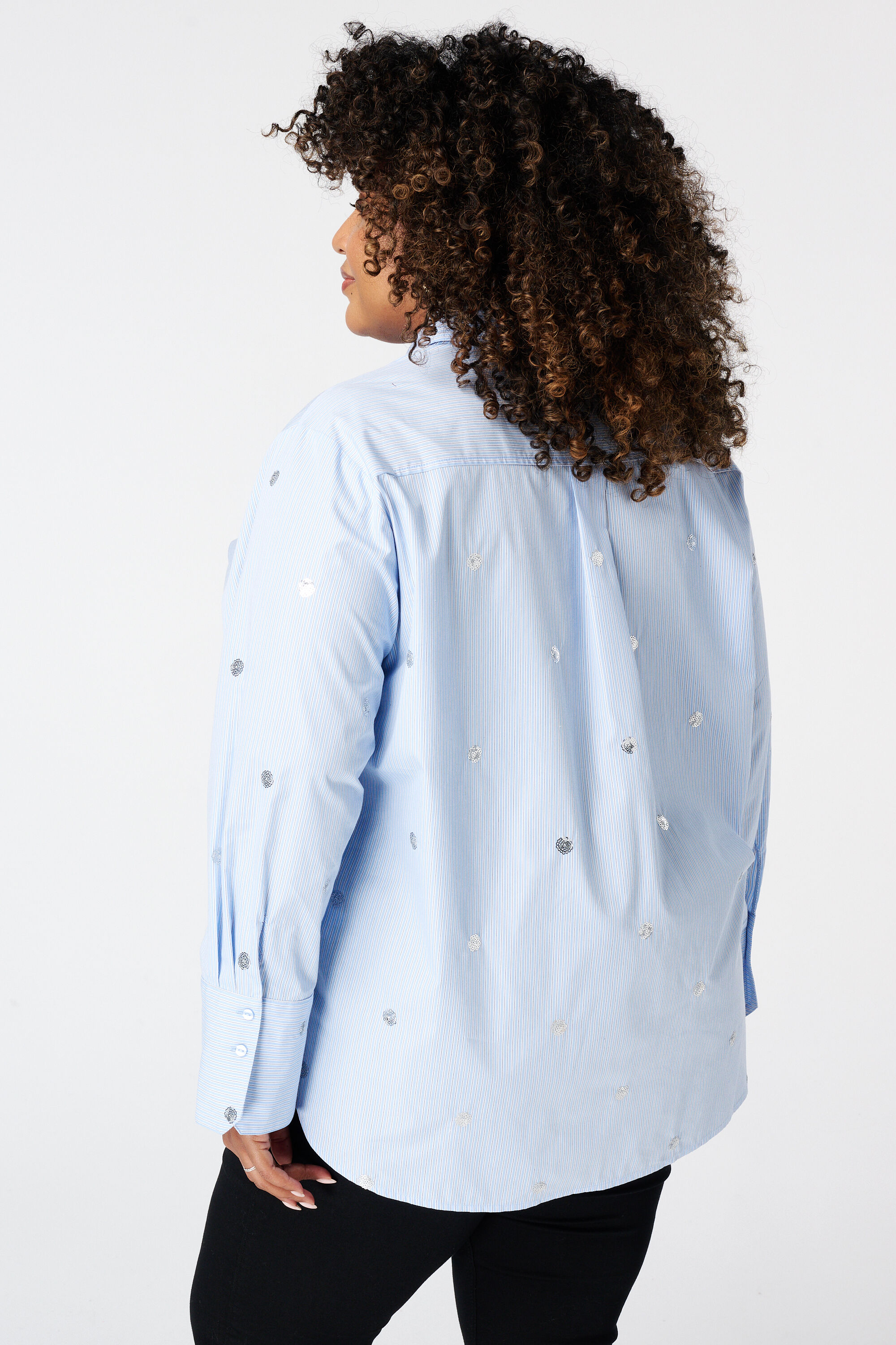Gestreifte Bluse mit Perlen image number 3