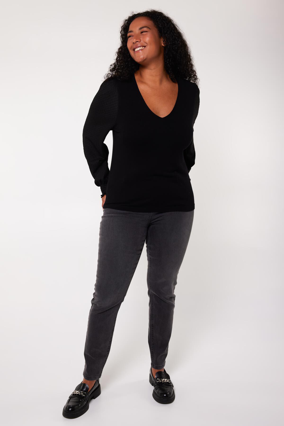 Feinstrickpullover mit strukturierten &Auml;rmeln image number 5