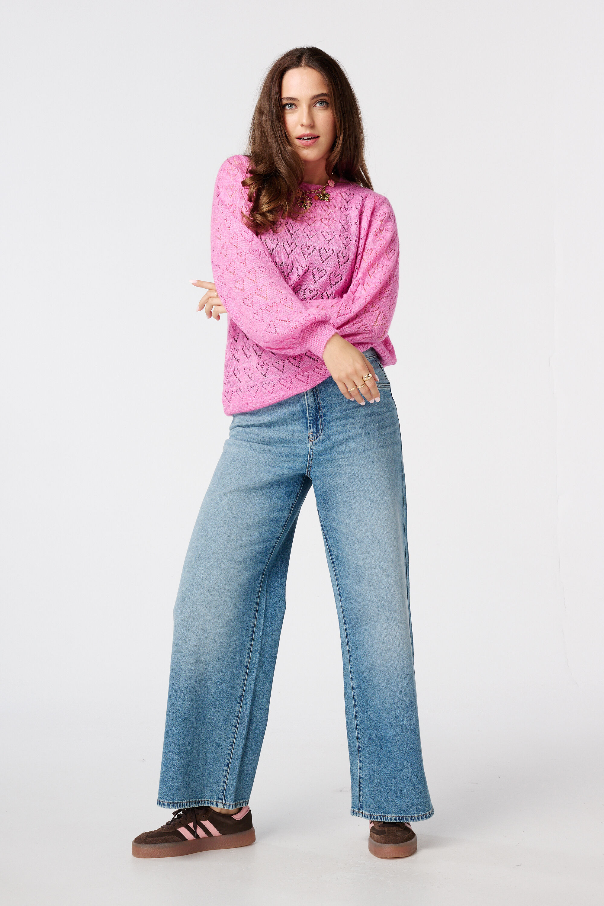 Ajour-Pullover mit Herzmuster image number 5