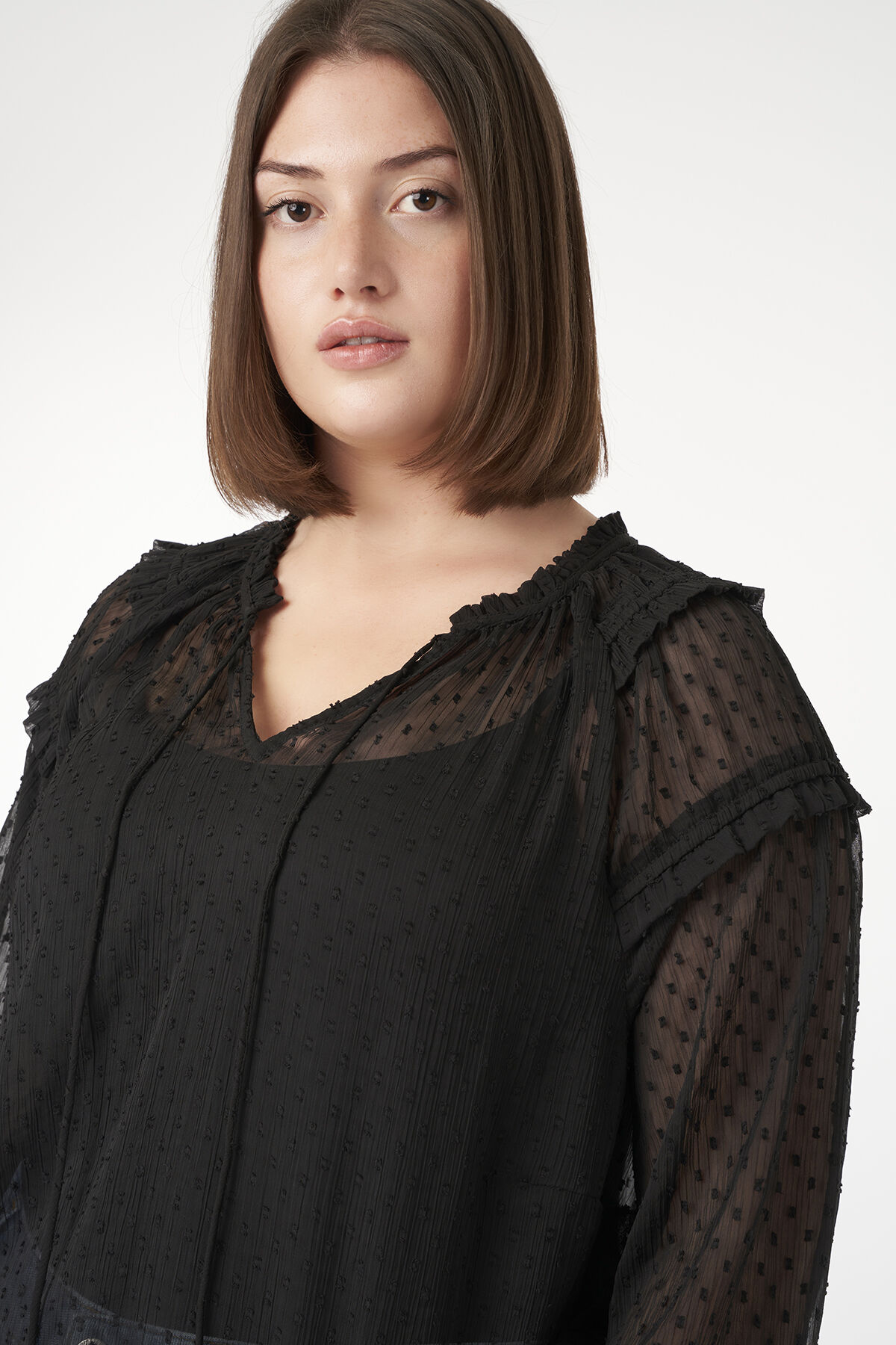 Halb durchsichtige Bluse mit R&uuml;schen image number 4