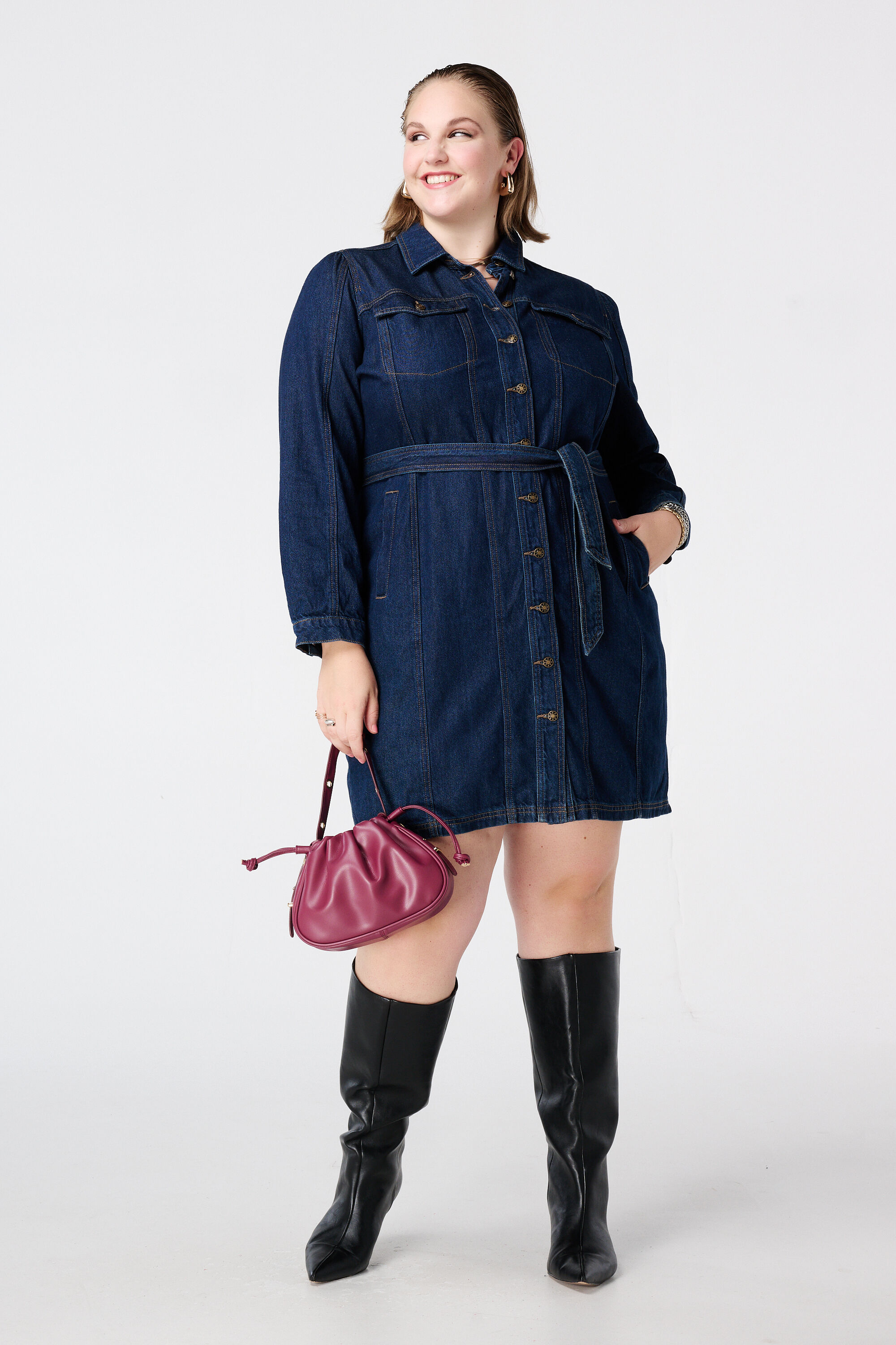 Denimkleid mit Schleifeng&uuml;rtel image number 0