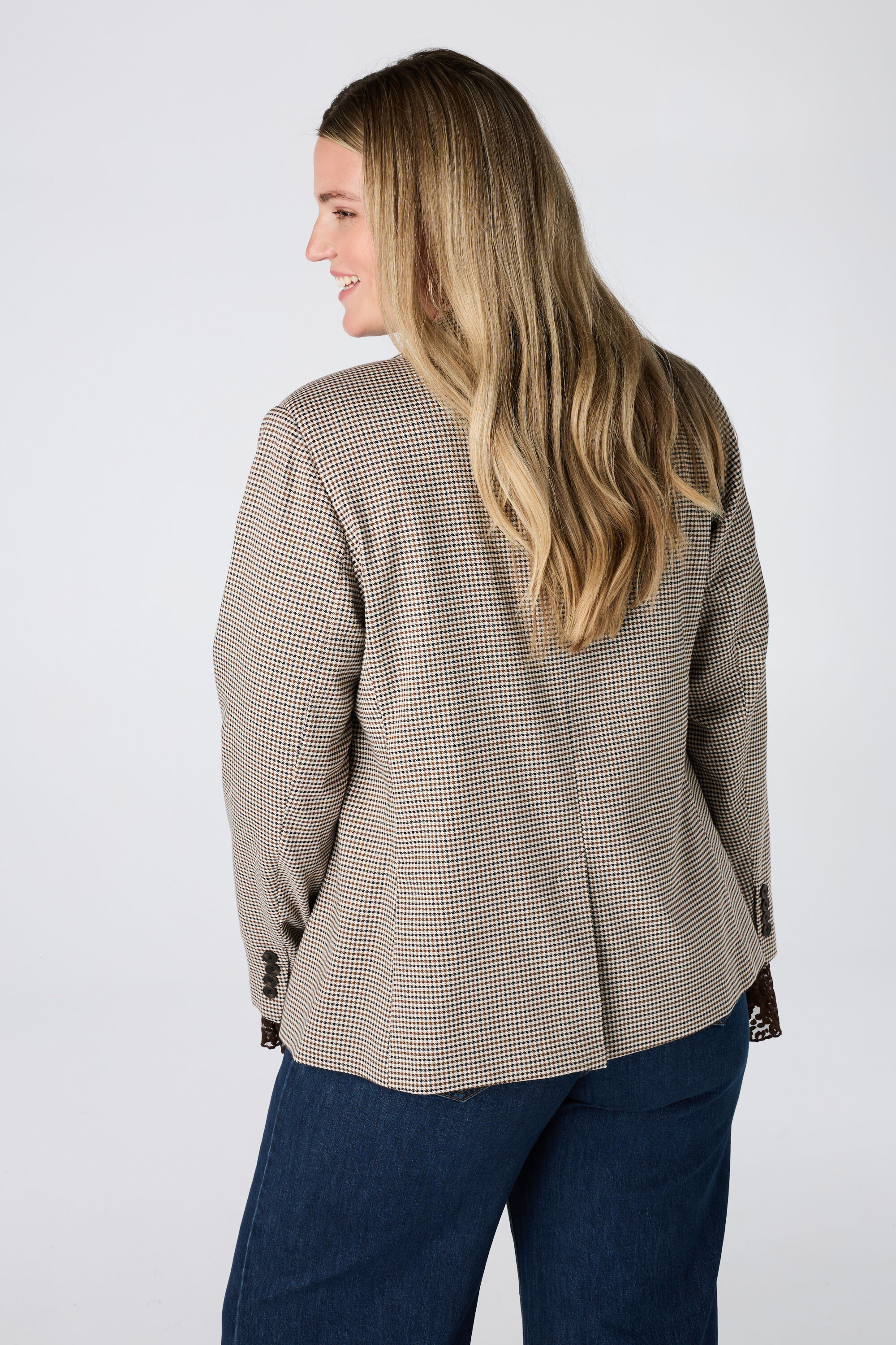 Einreihiger Blazer mit Hahnentrittmuster image number 3