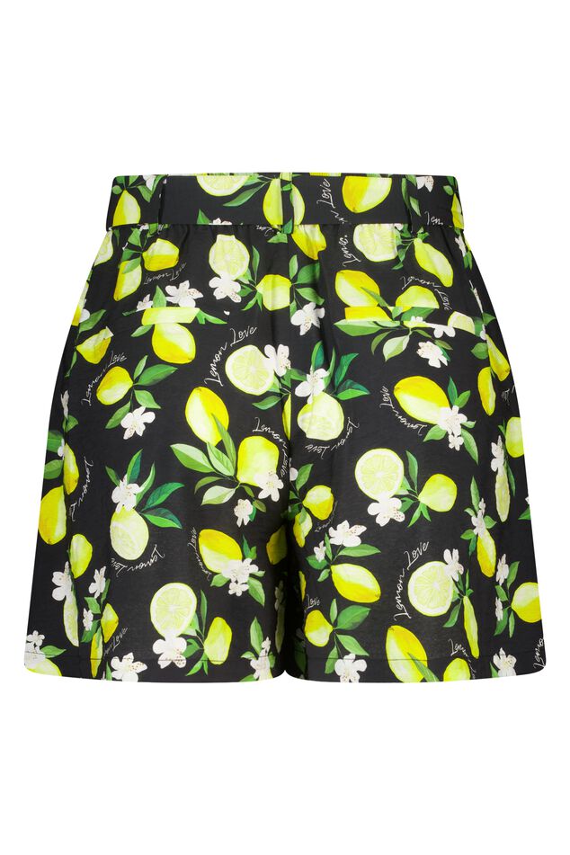 Shorts mit Zitronenprint und Gürtel image number 2