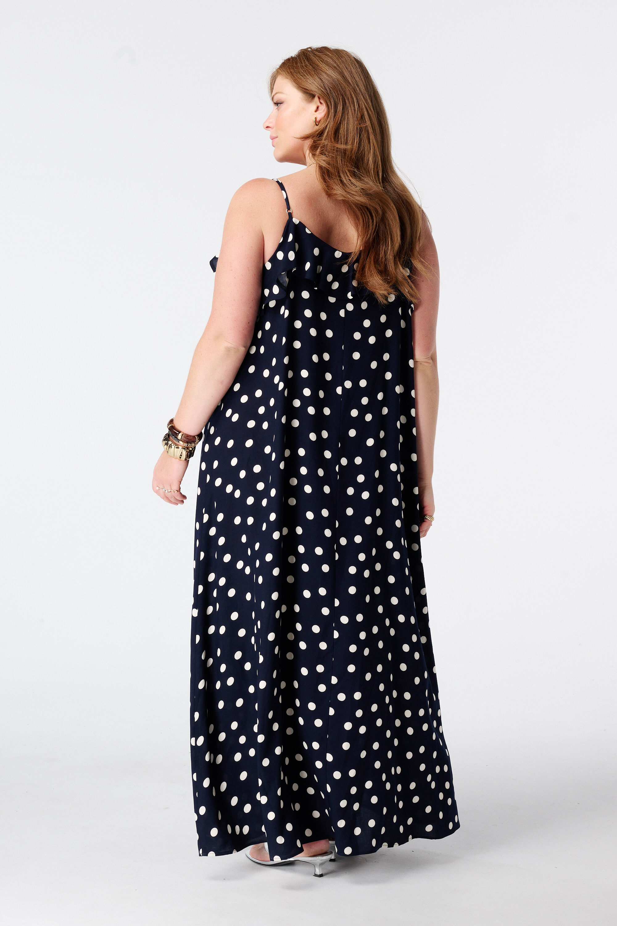 Maxikleid mit Polka Dot Muster und Volants image number 3