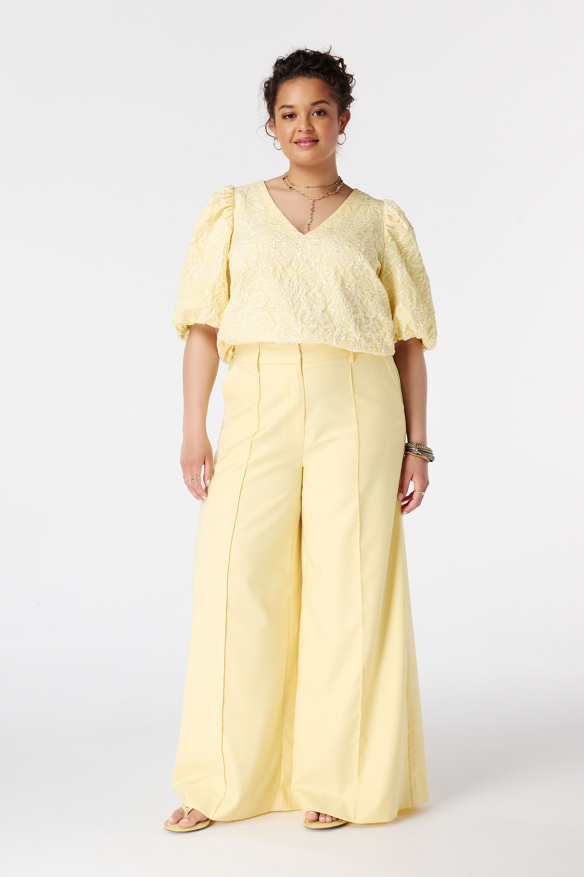 Wide Leg Hose mit Ziern&auml;hten