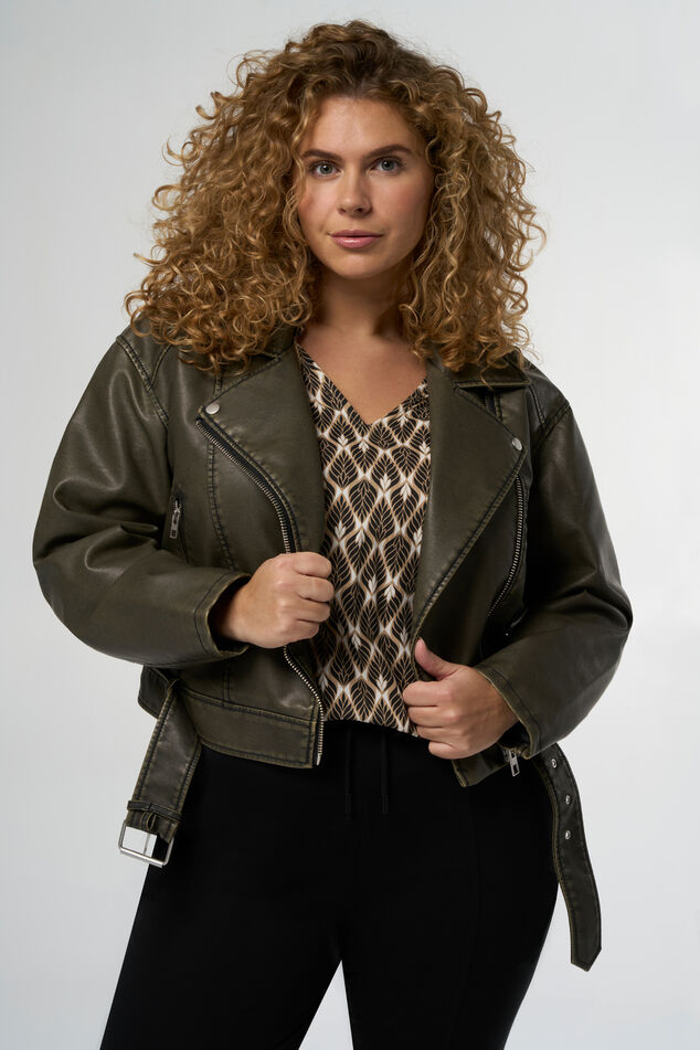 Übergroße Bikerjacke im Leder-Look  image number 0