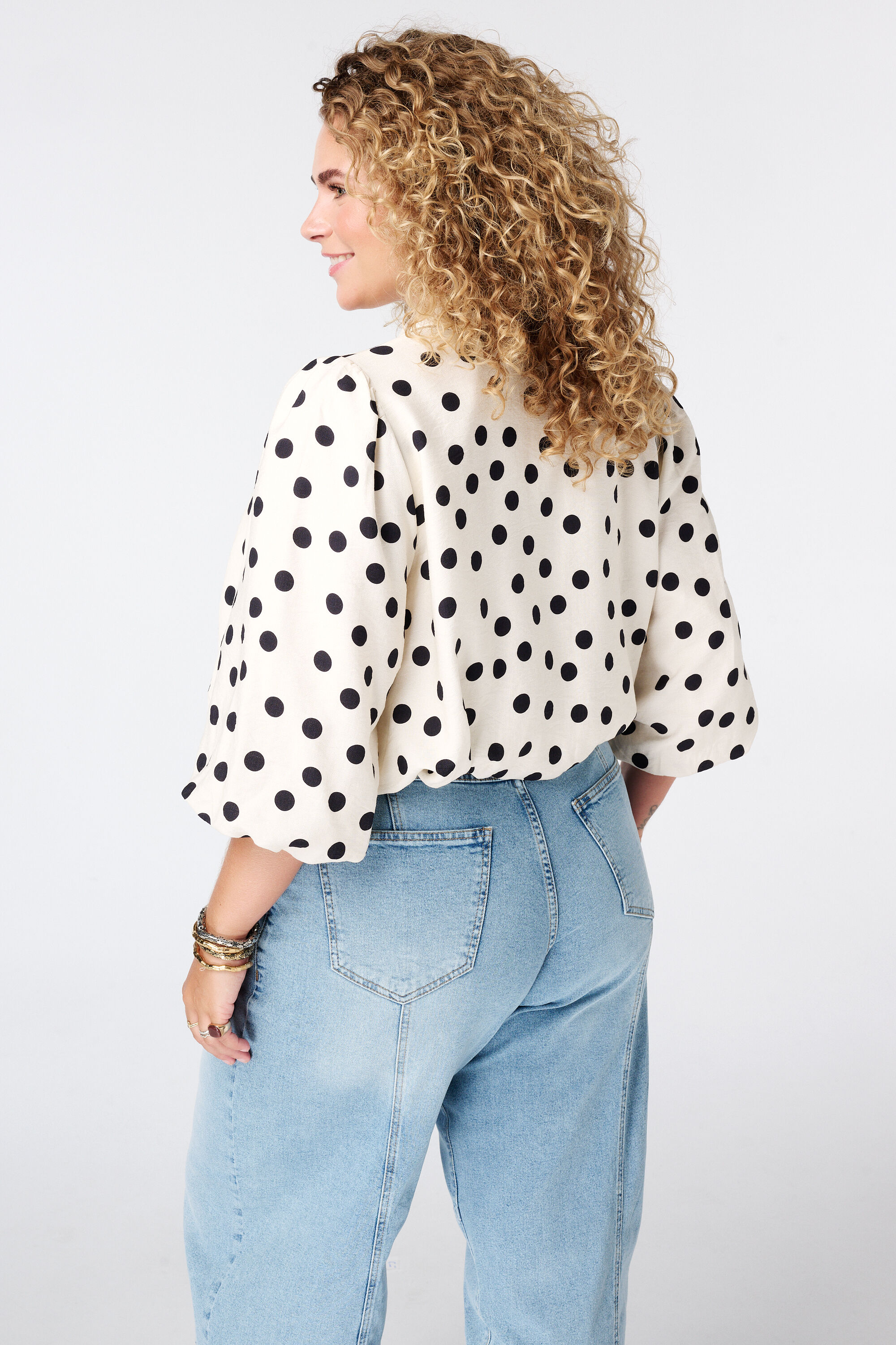 Jacke mit Polka Dot Muster und kurzen Puff&auml;rmeln image number 1