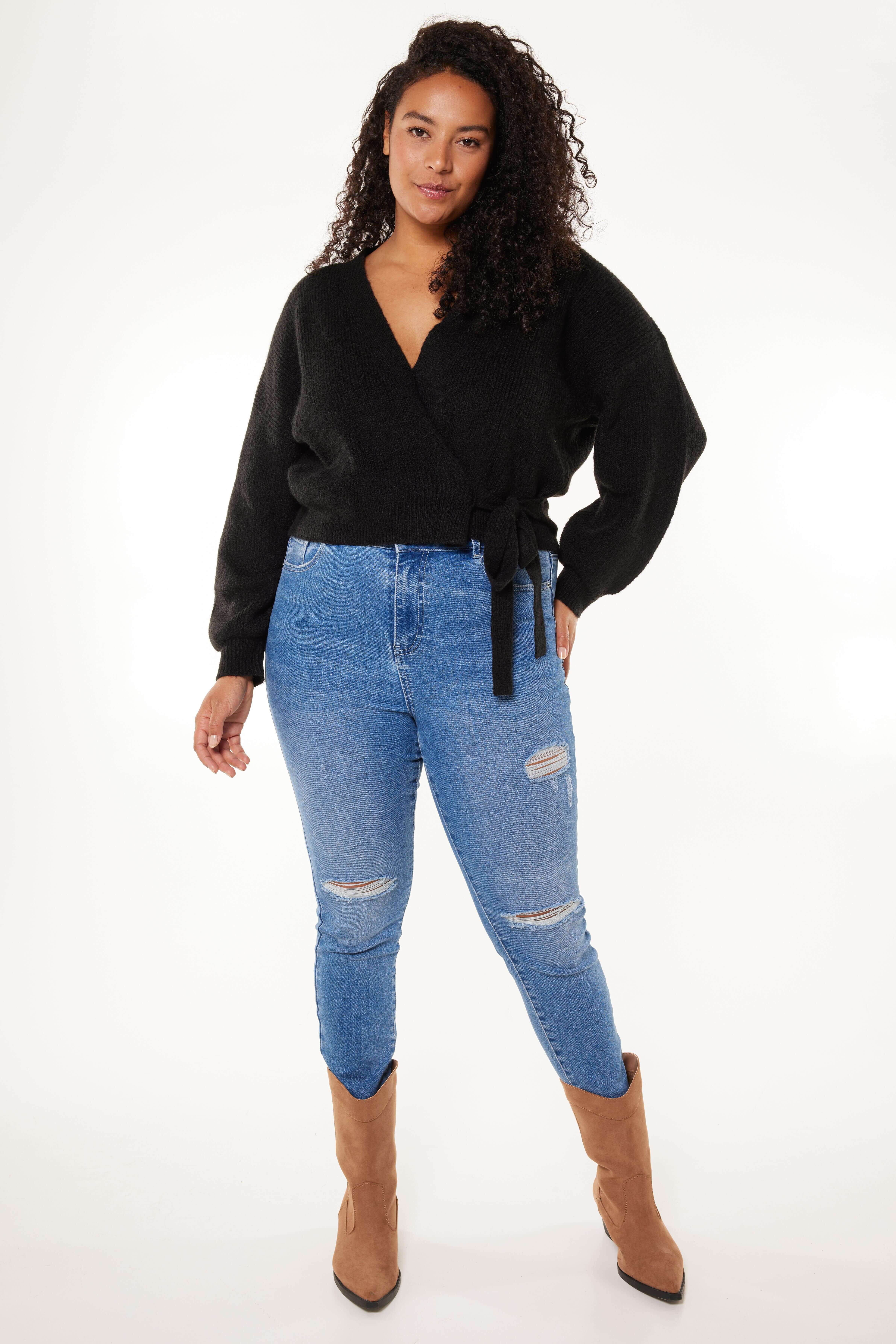 Gestrickter Wickel-Cardigan  image number 5