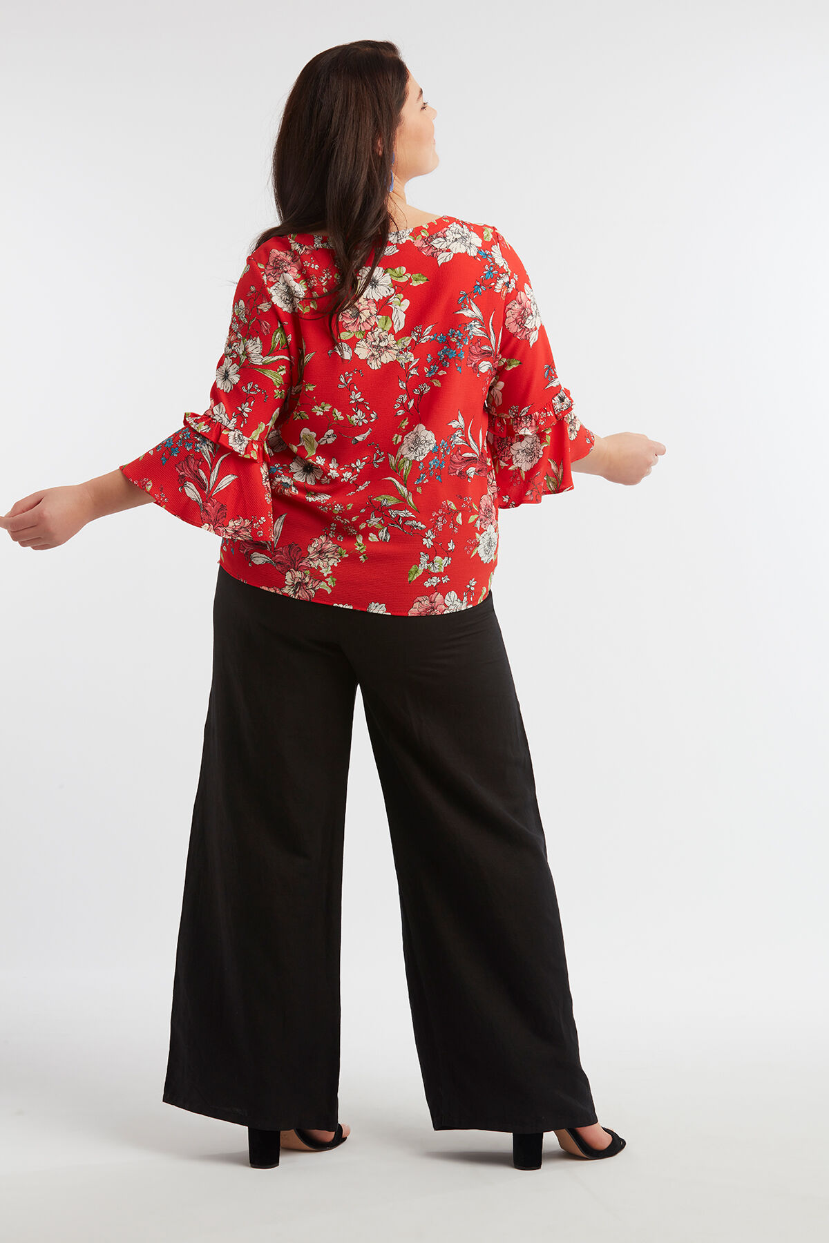 Leinen-Mix-Hose mit weitem Bein image number 3