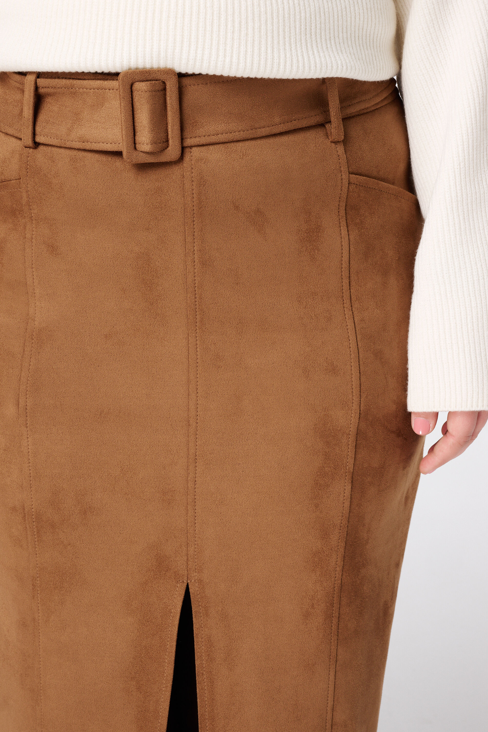 Midi-Rock in Wildlederoptik mit G&uuml;rtel image number 4