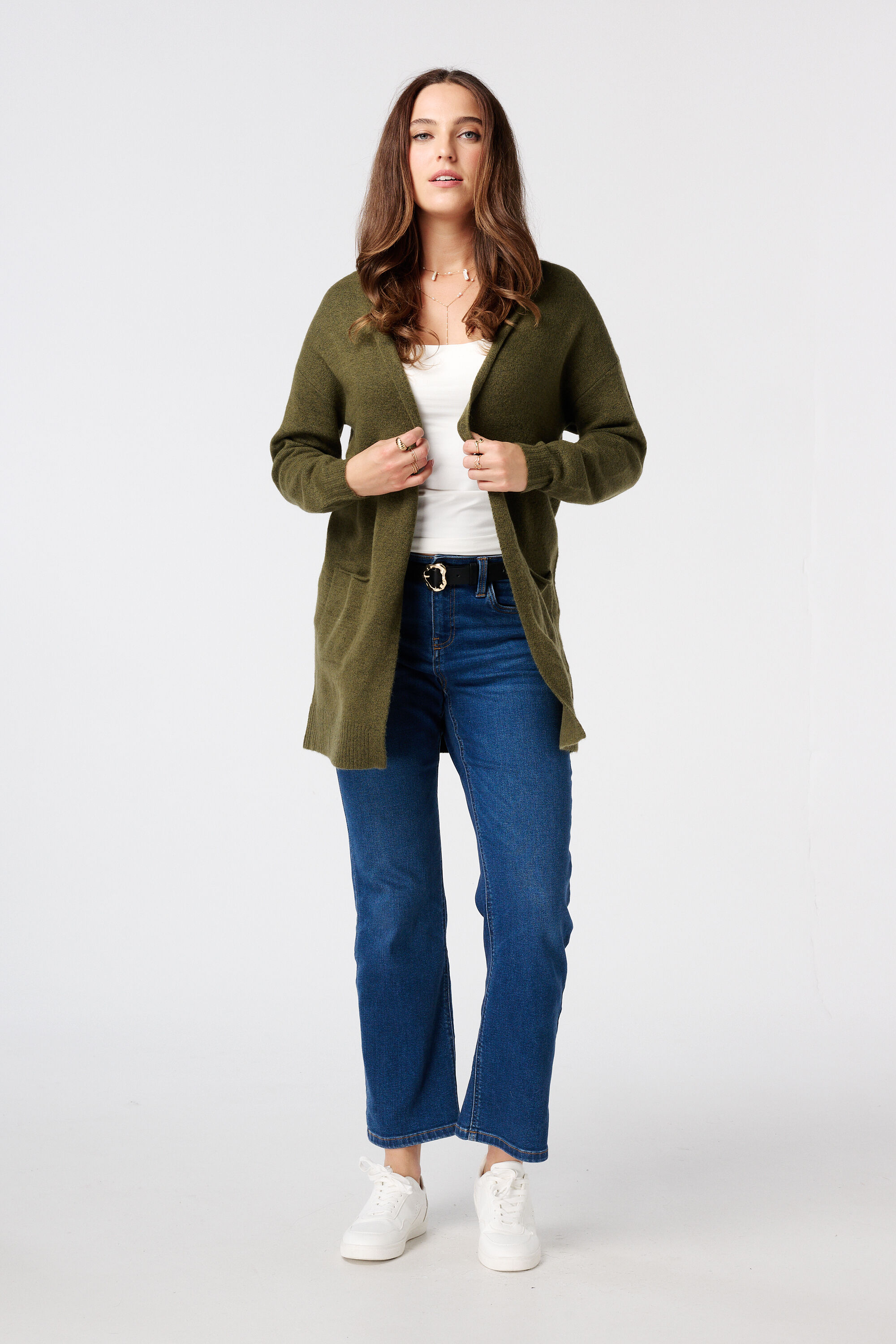 Mittellange Strickjacke mit Eingrifftaschen image number 5