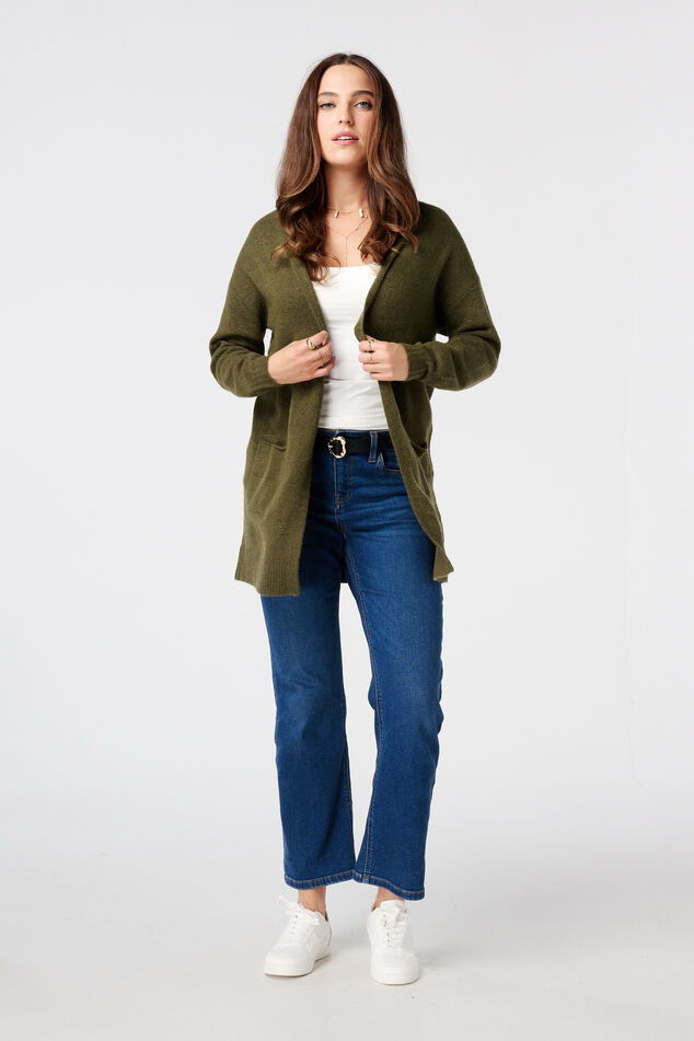 Mittellange Strickjacke mit Eingrifftaschen image number 5