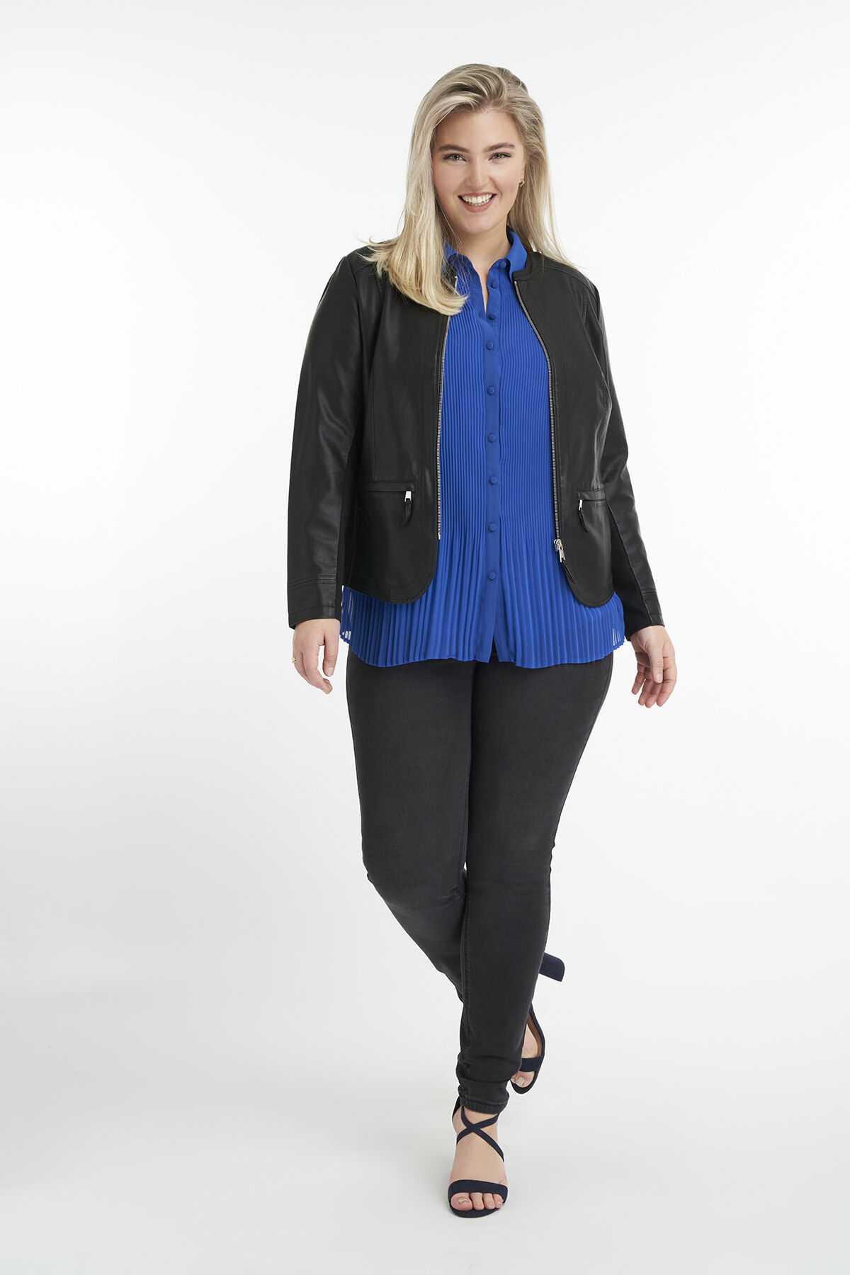 Kunstlederjacke mit Rundkragen image number 5