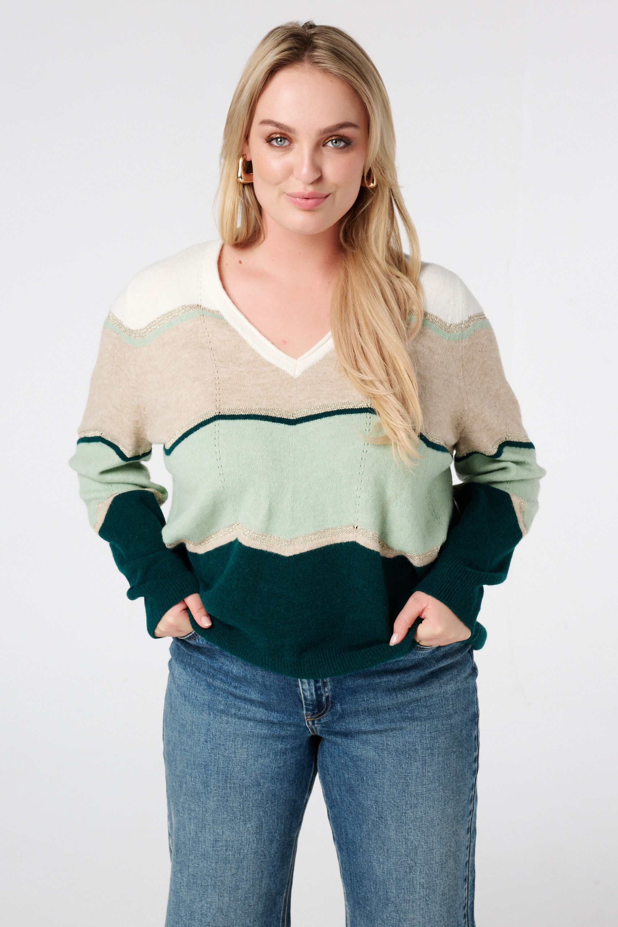 Pullover mit Print und Lurex