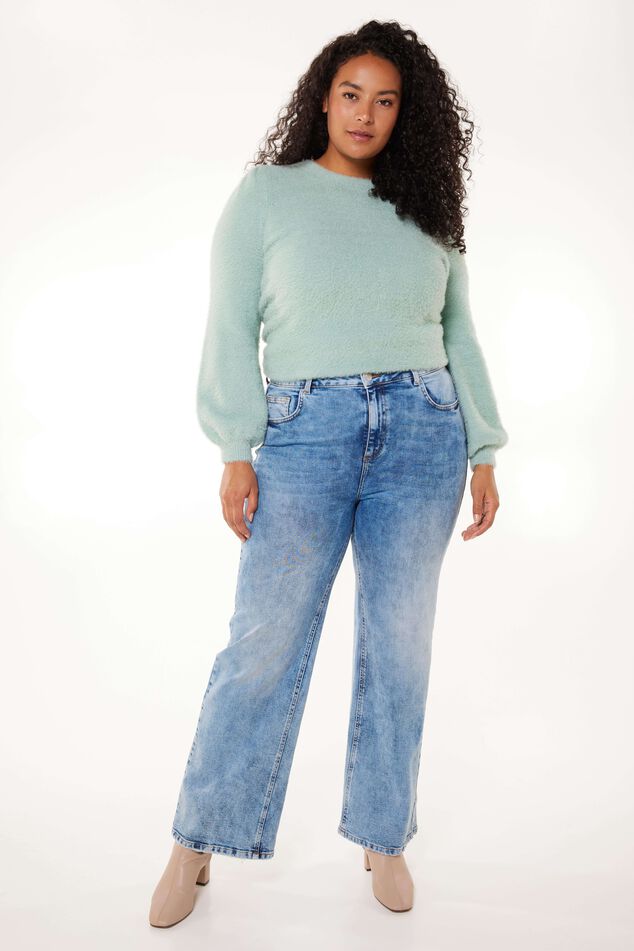 Jeans mit hoher Taille und weitem Bein image number 0