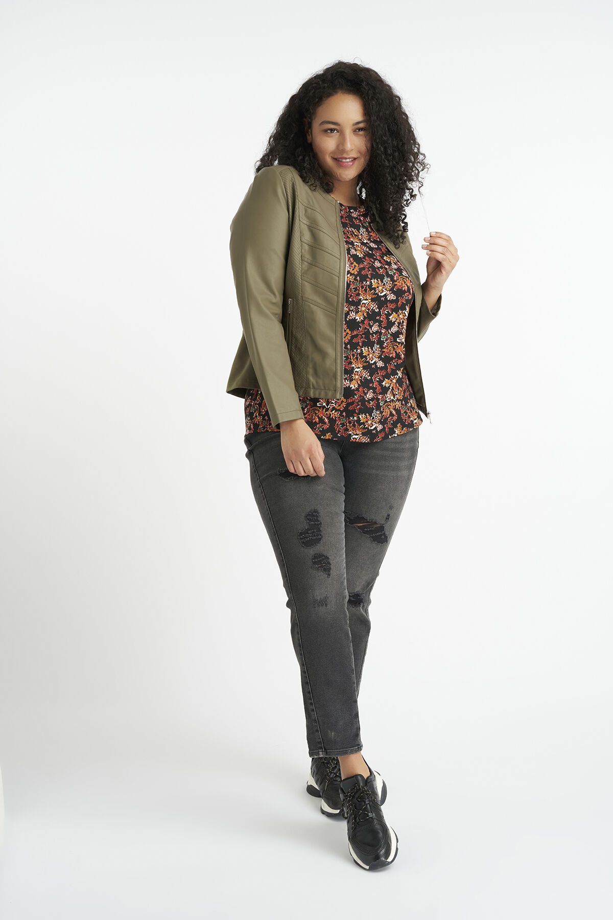 Biker-Jacke aus Kunstleder mit rundem Kragen image number 5