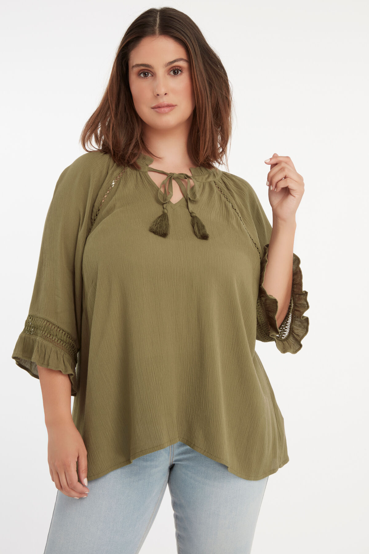 Bluse mit Lochmuster-Details image number 6