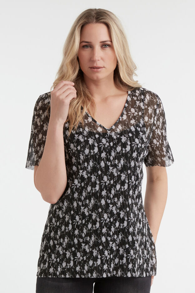 Top mit Print und Plissees image number 5