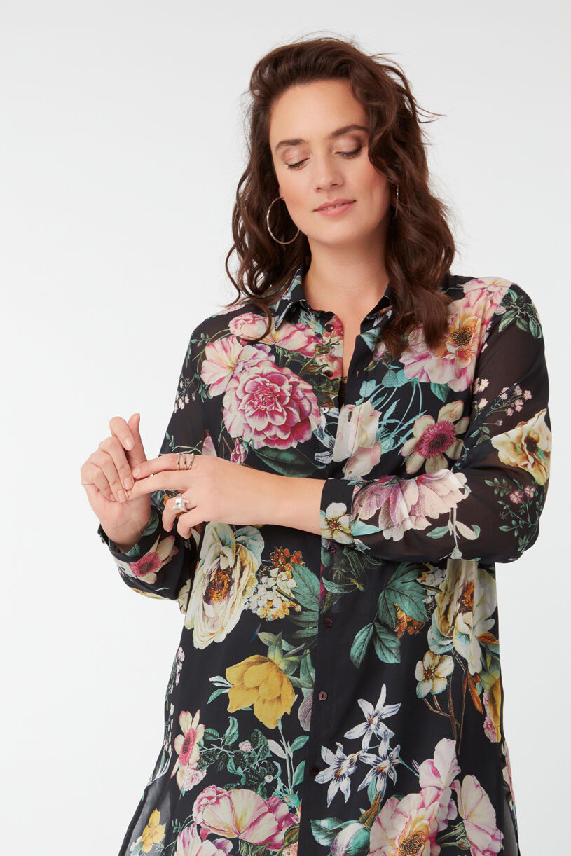 Durchsichtige Bluse mit Print image number 5