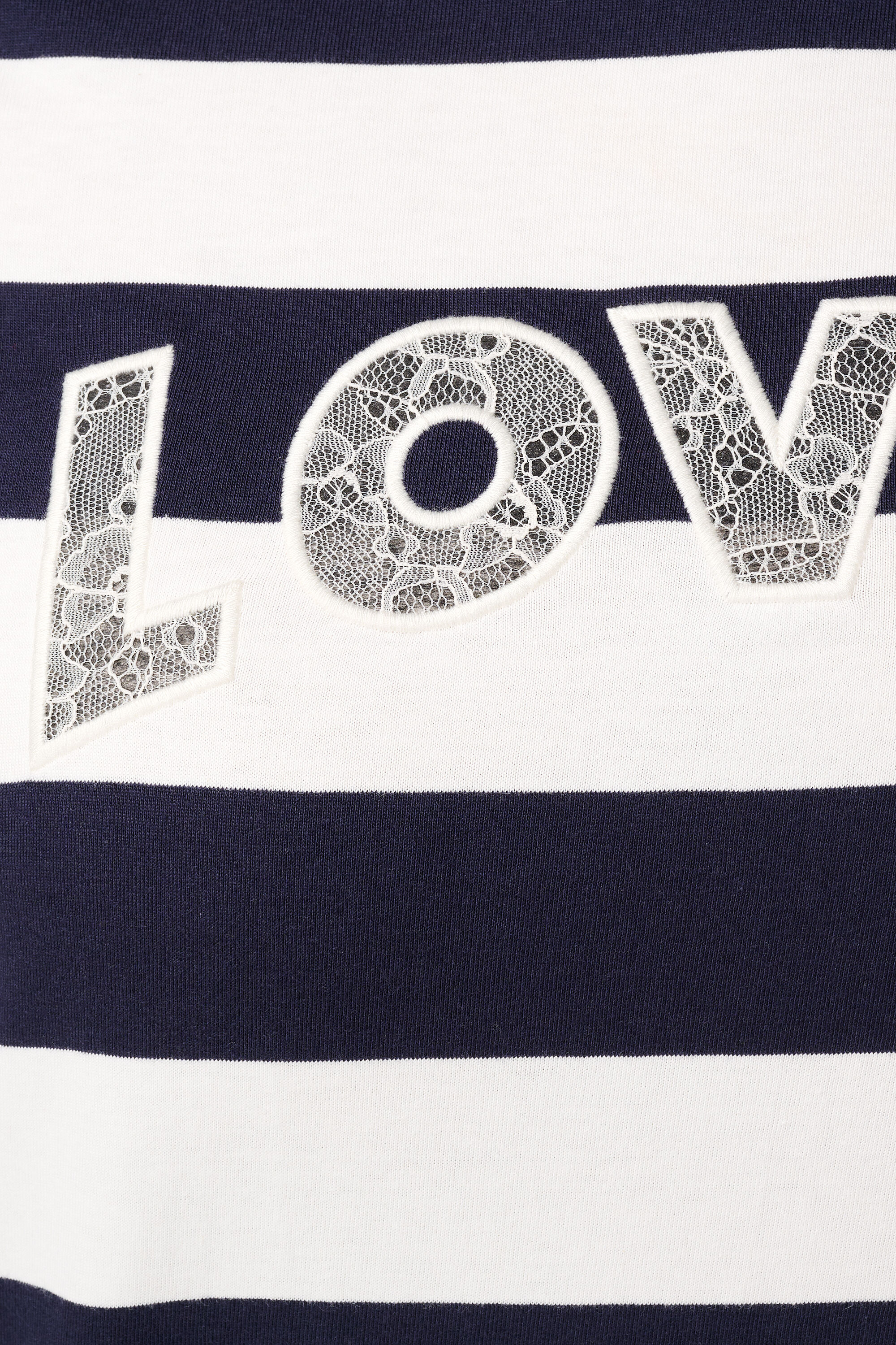 Gestreiftes T-Shirt mit Spitzentext image number 6