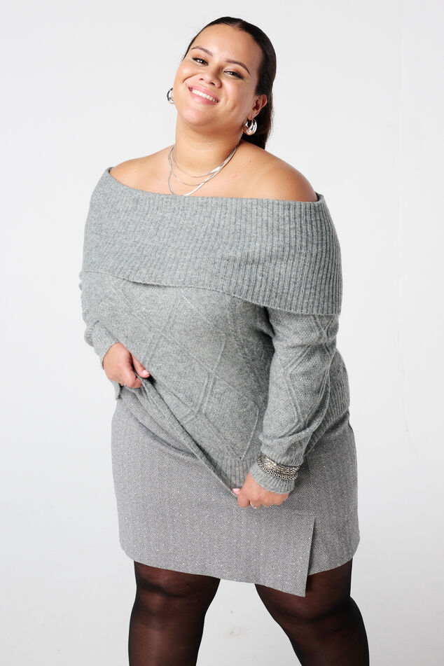 Off-Shoulder-Pullover mit Zopfmuster image number 0