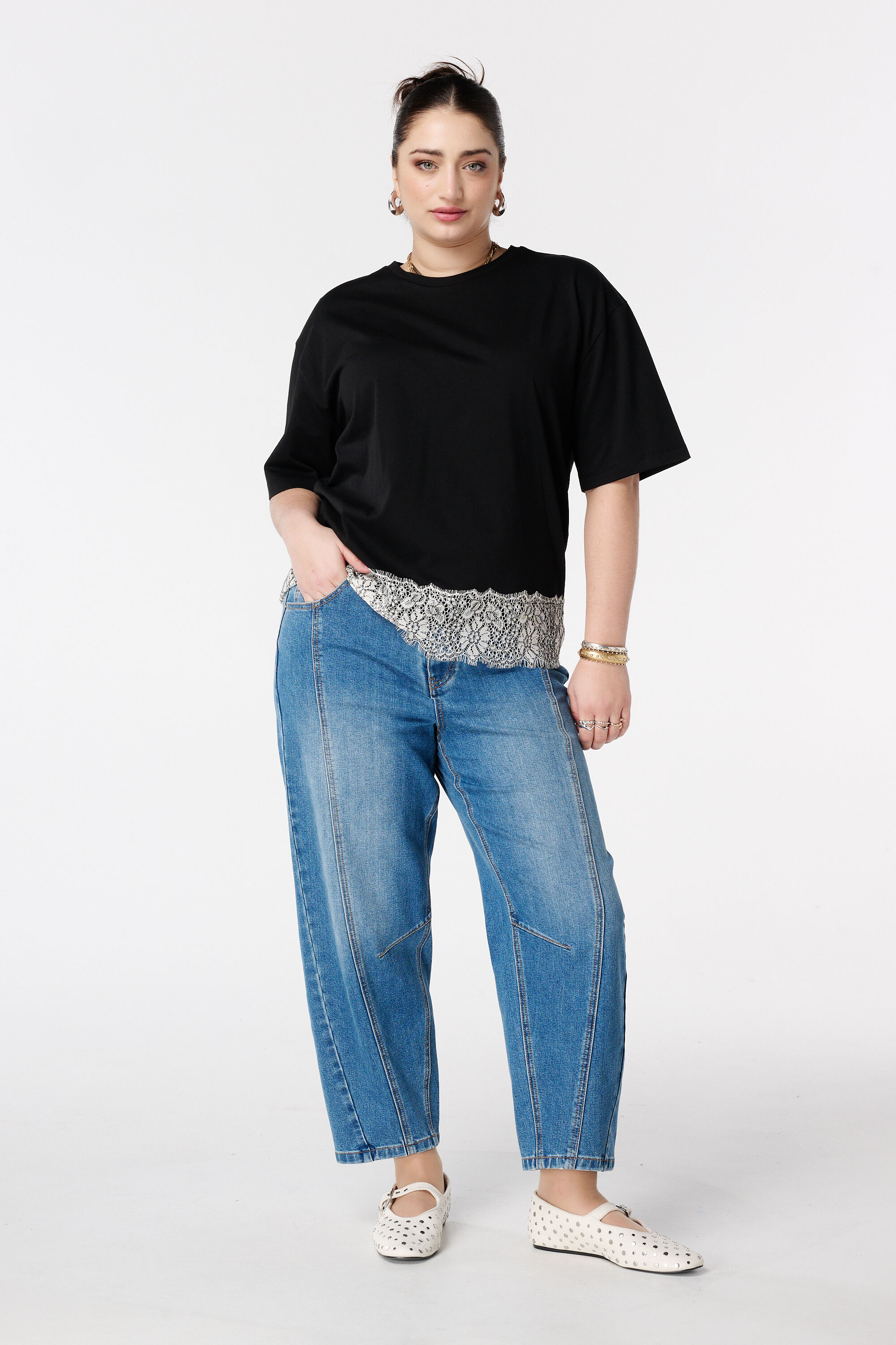 Oversize T-Shirt mit Spitze image number 5