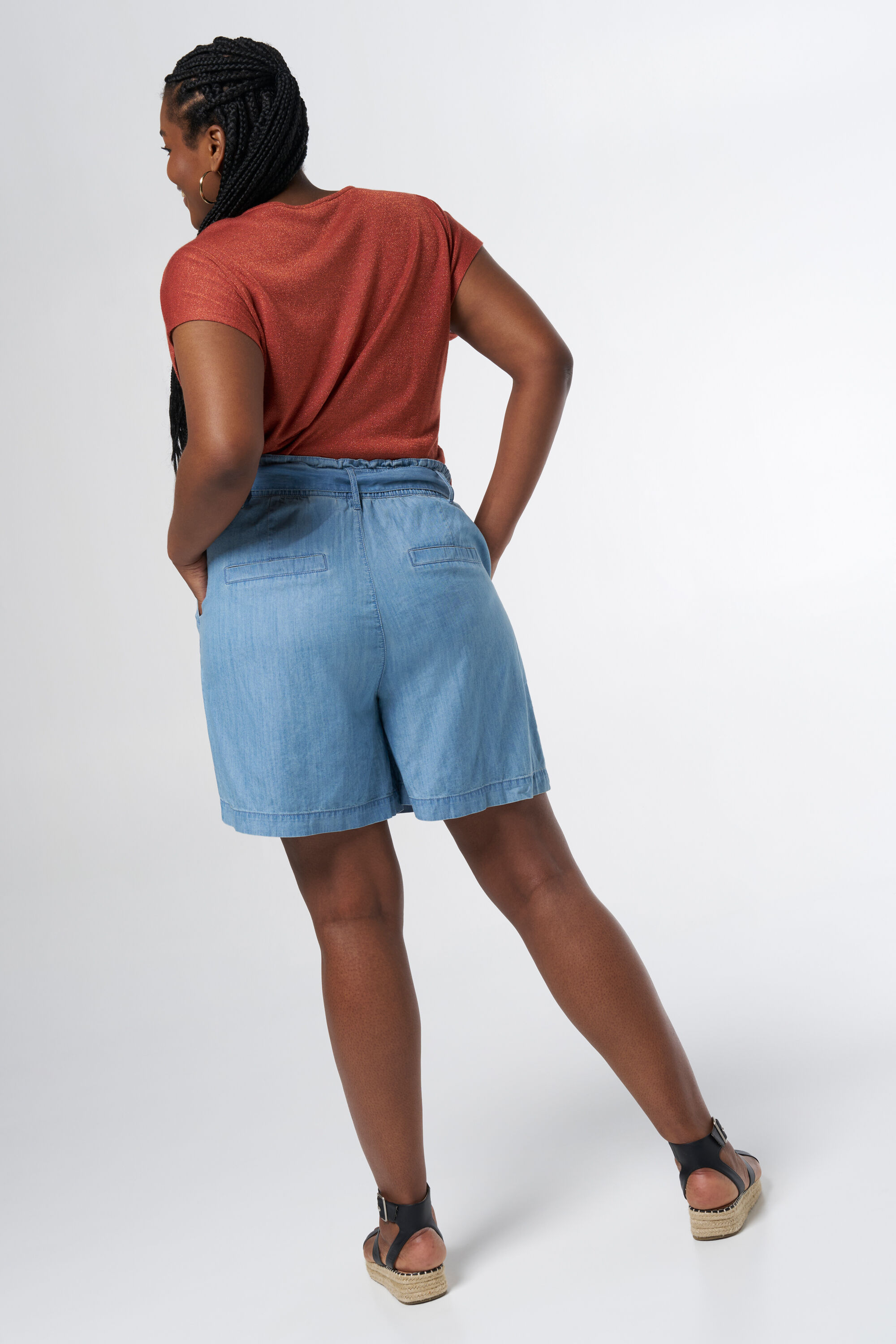Paperbag-Shorts im Jeans-Look image number 3