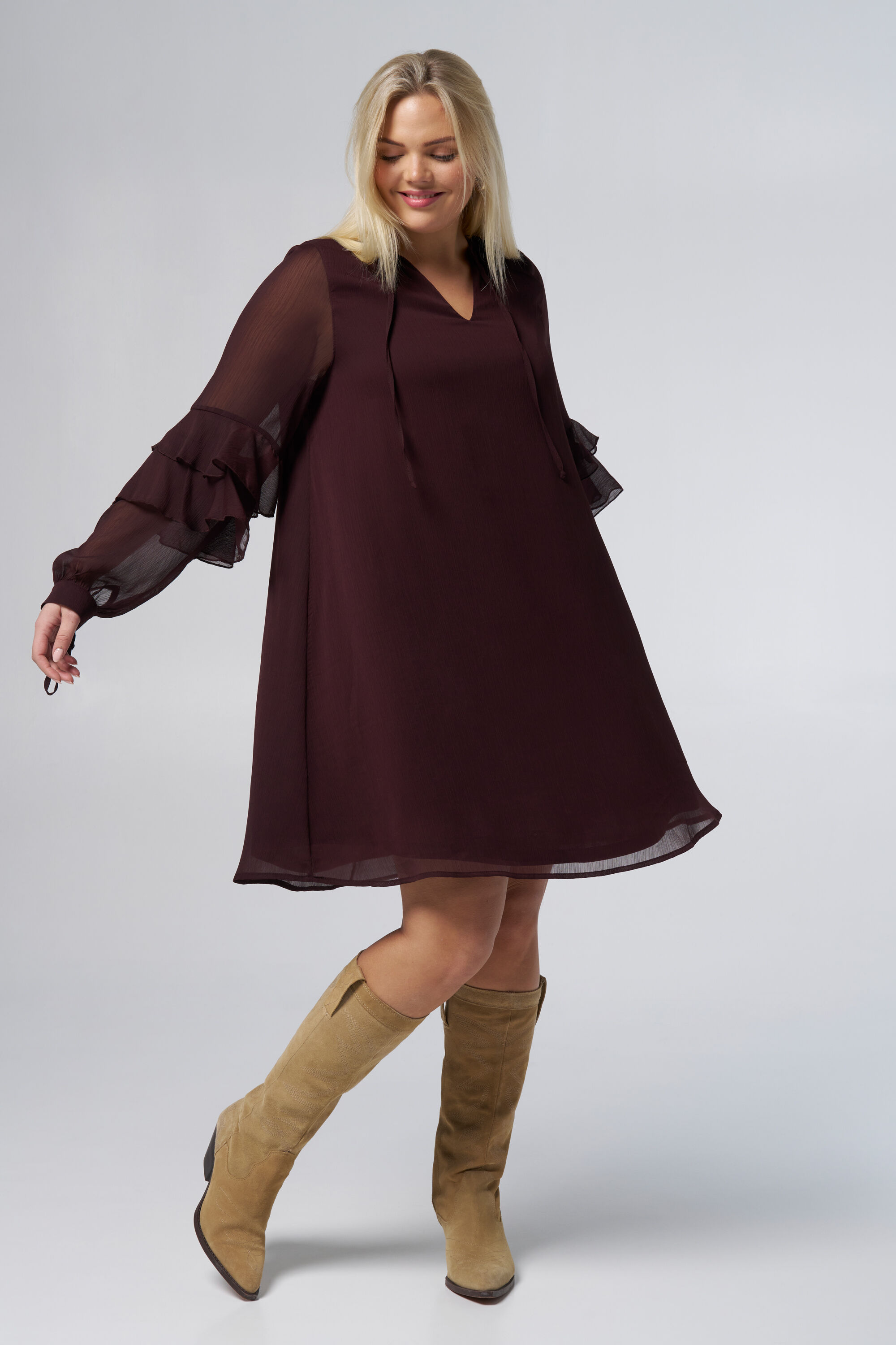 Kleid mit R&uuml;schen&auml;rmeln image number 6