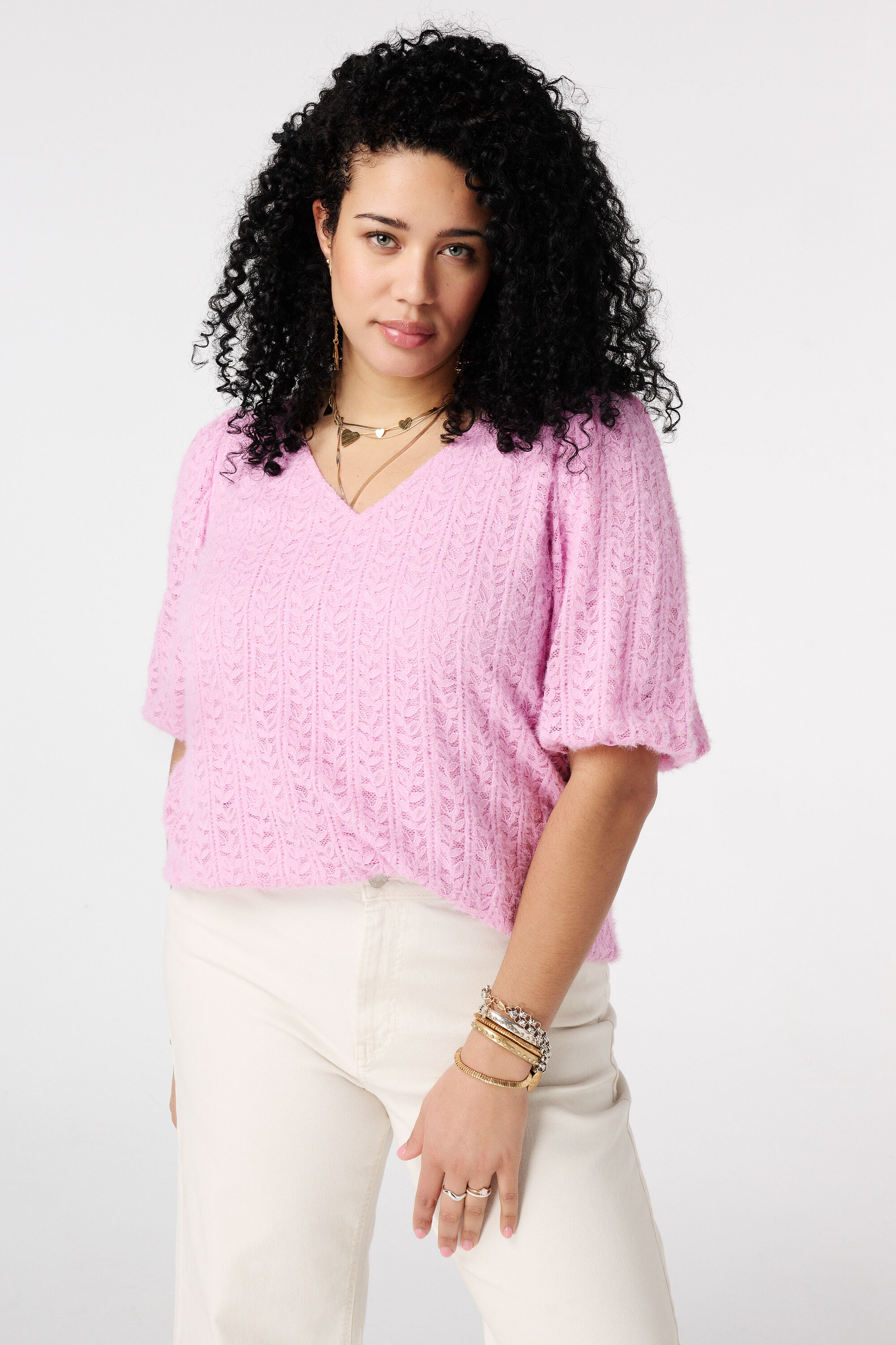 Spitzentop mit Puff&auml;rmeln