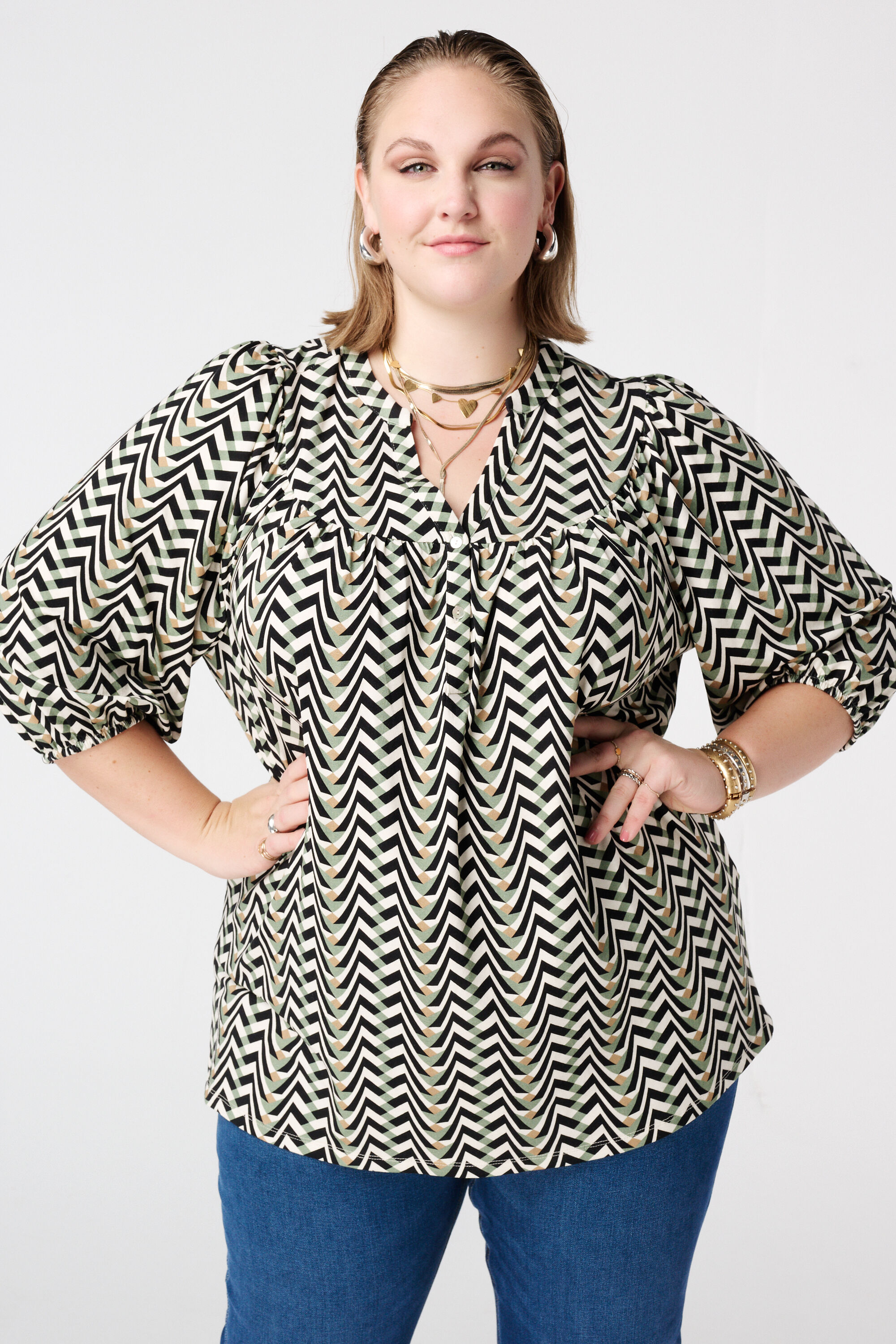 Jersey-Top mit Print