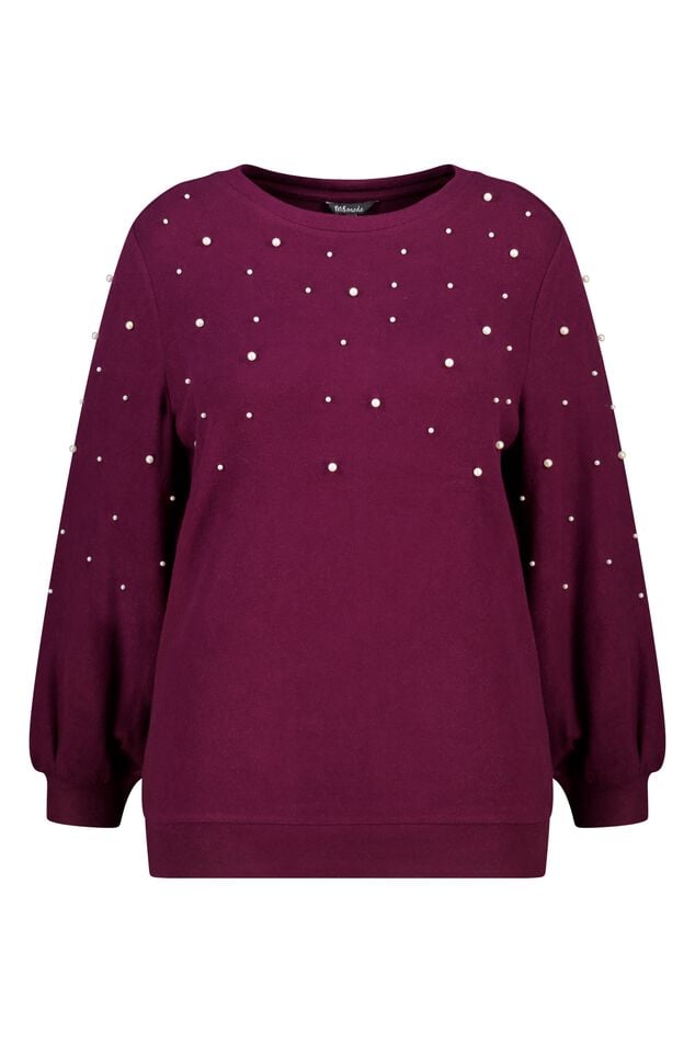 Brushed Sweater mit Perlenaufdruck image number 1