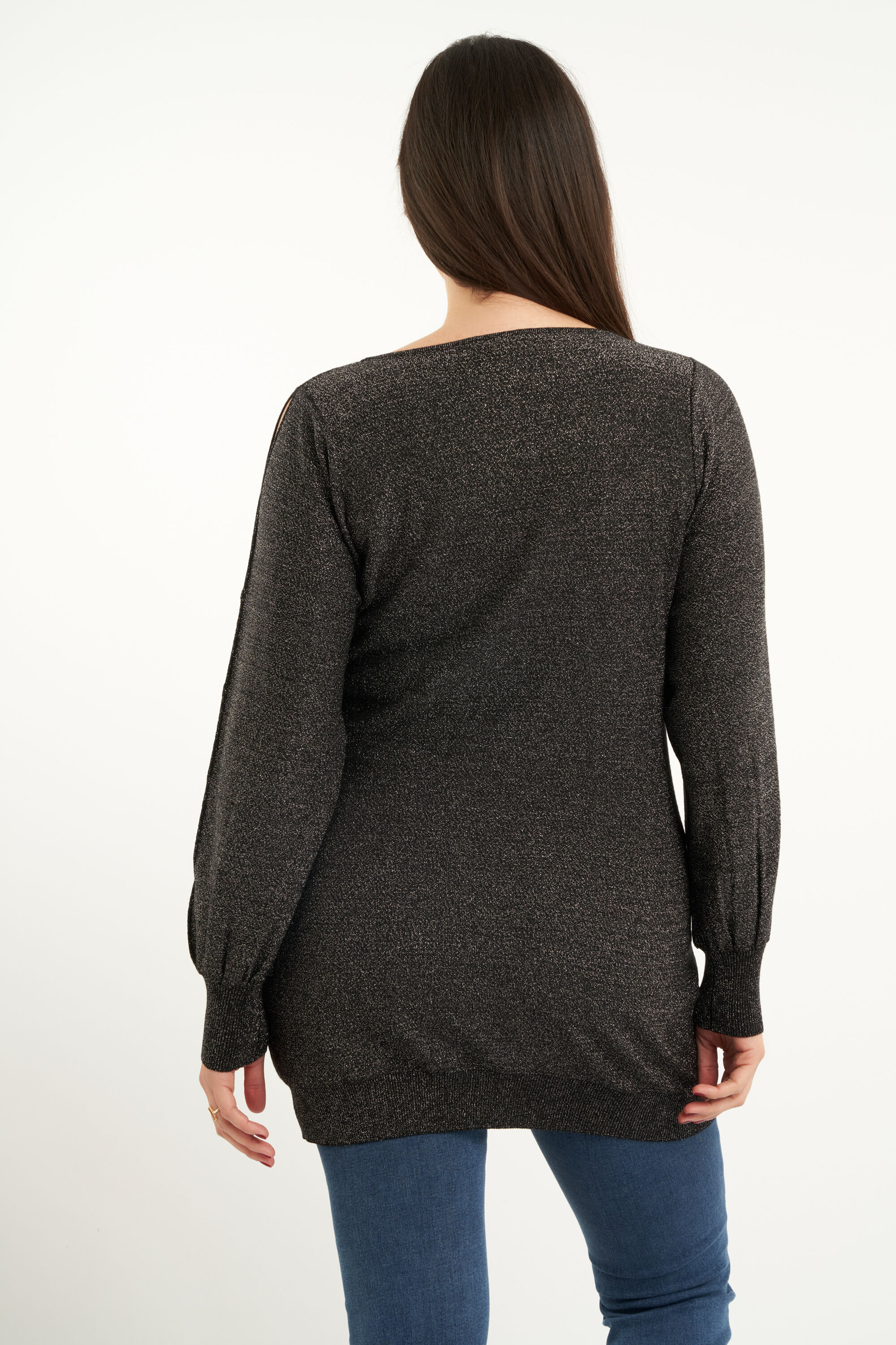 Langer Pullover mit Glitzerdetail image number 3