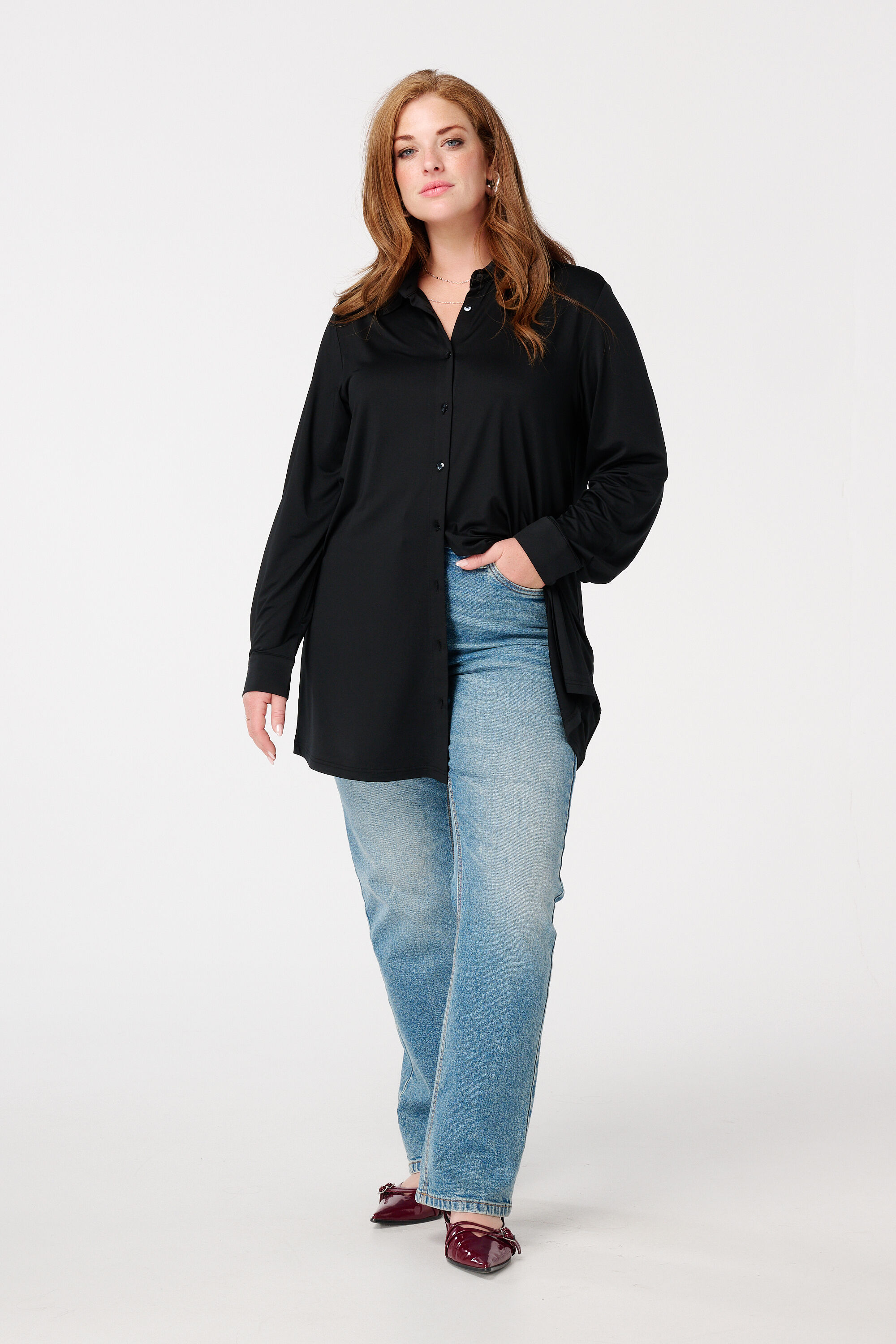 Lange Bluse mit Print image number 5