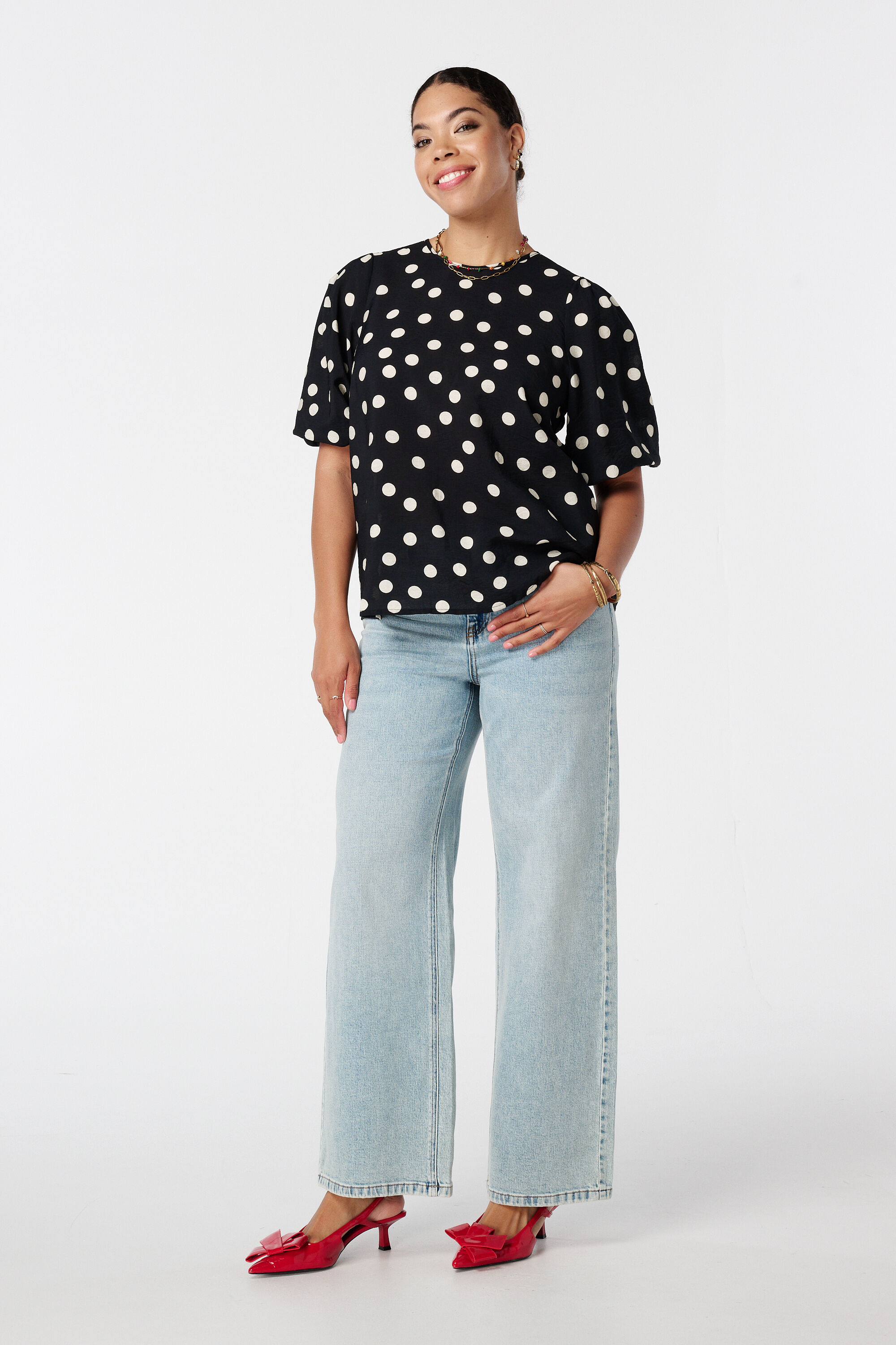 Bluse mit Punktmuster image number 5