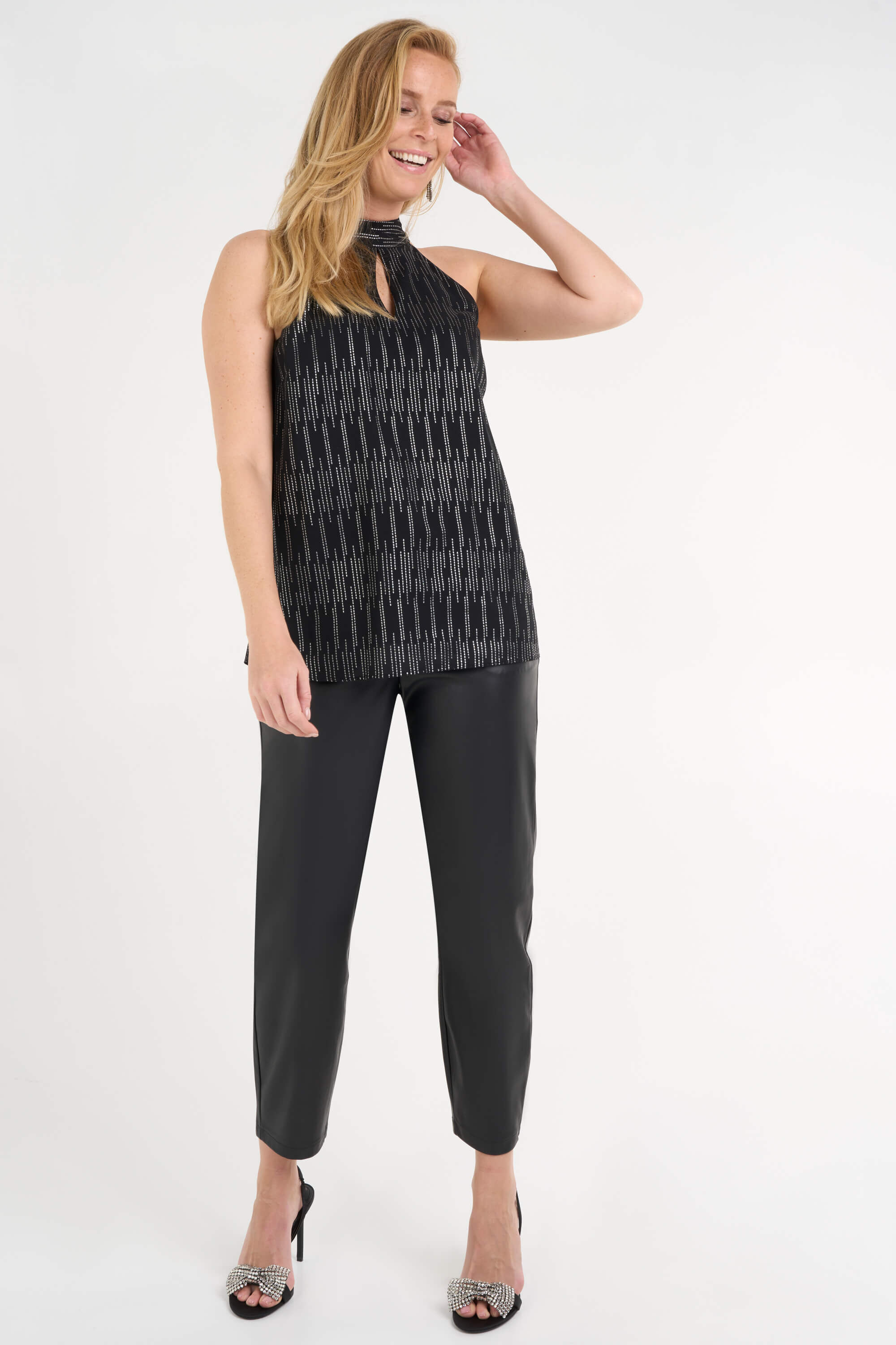 Bluse mit silbernem Print  image number 6