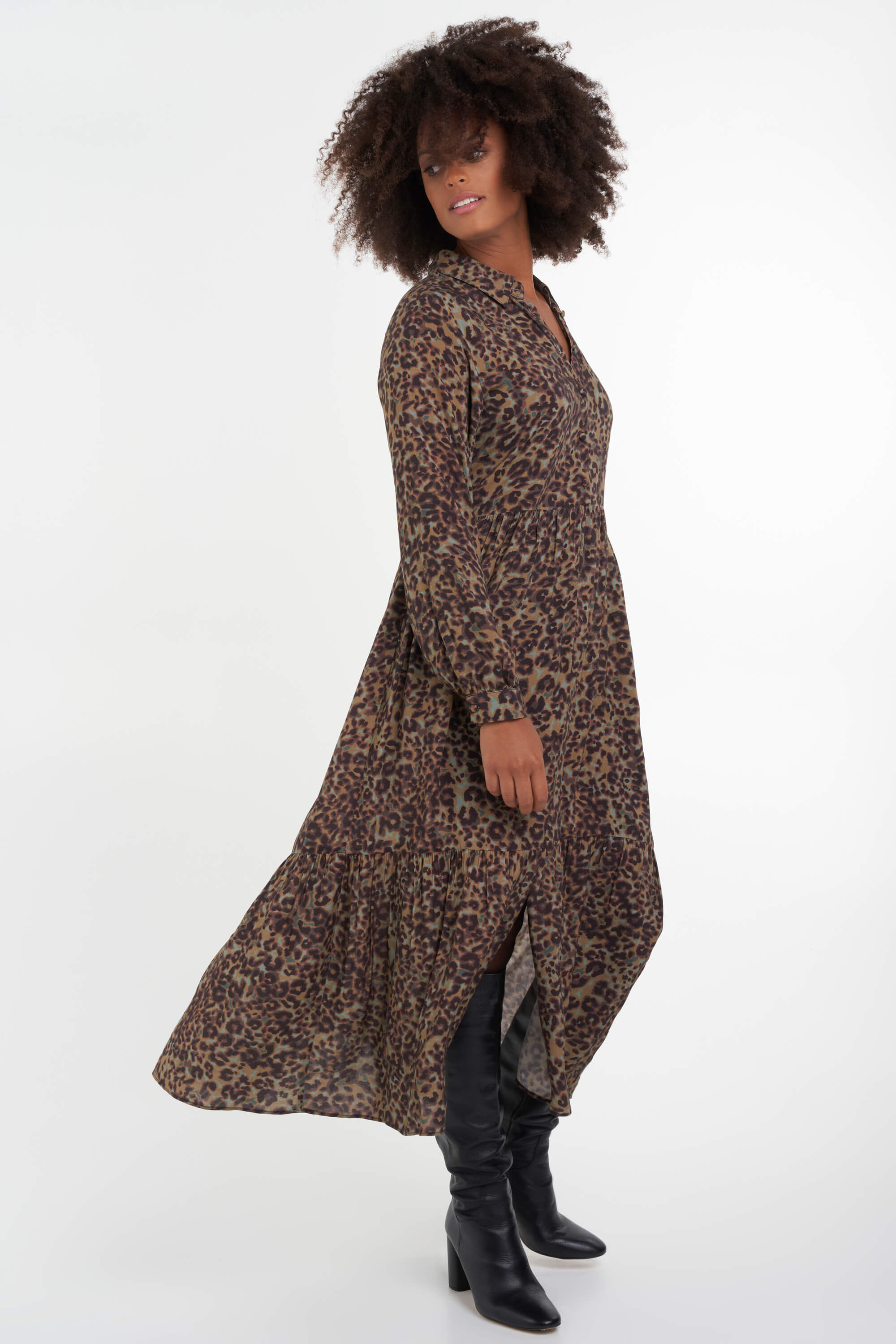 Langes Blusenkleid mit Print  image number 4