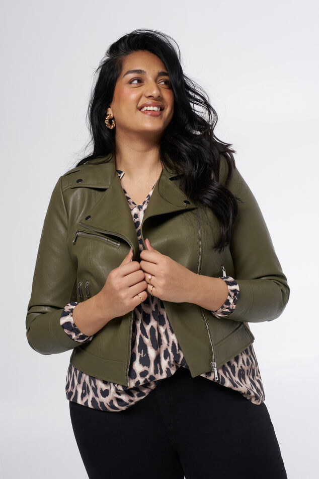 Lederlook-Jacke Jacke mit silbernen Verzierungen  image number 0