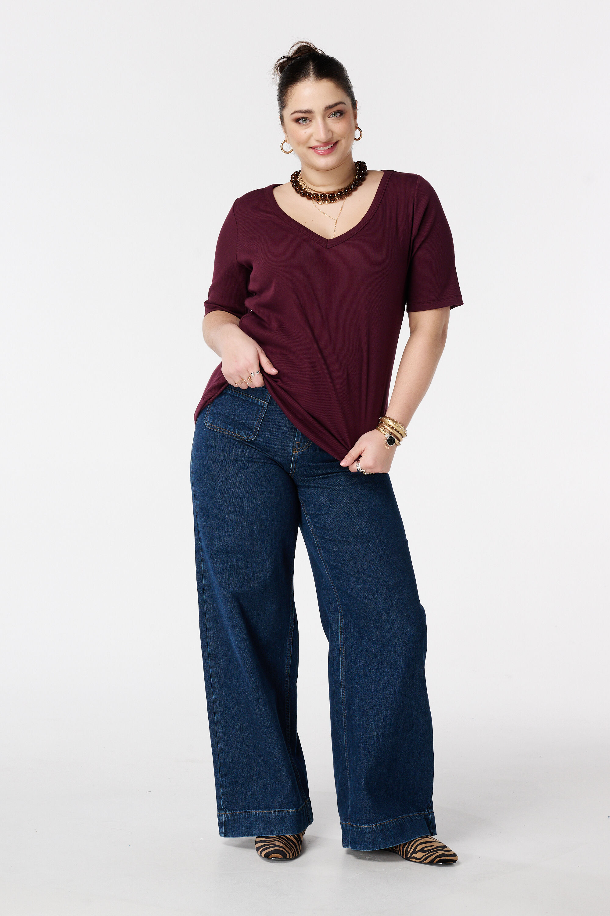 Ripp-Top mit V-Ausschnitt image number 5