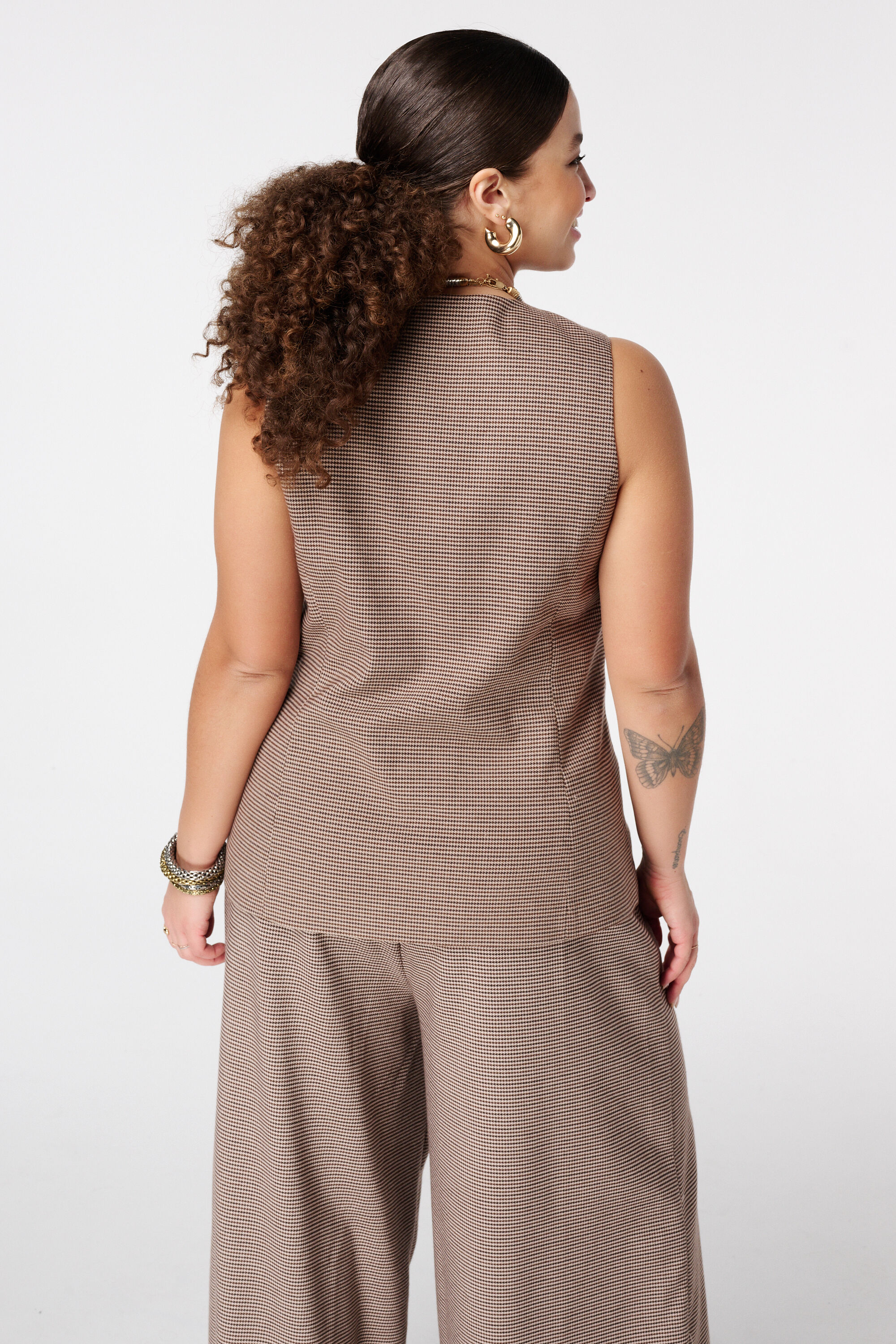 Langes Gilet mit Karomuster image number 1