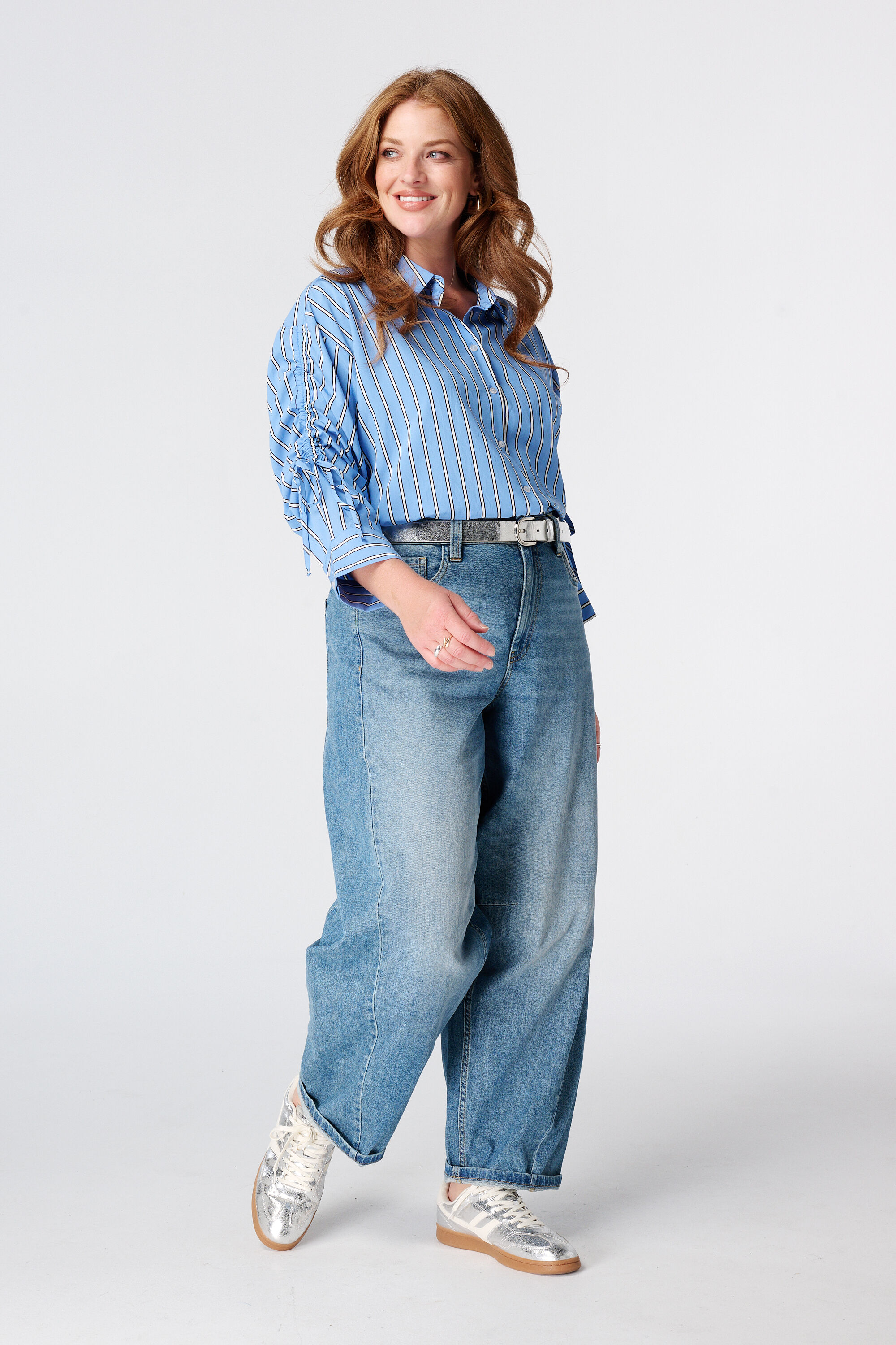 Gestreifte Bluse mit Tunnelzug image number 3