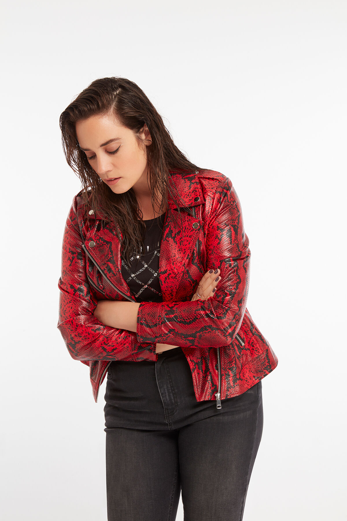 Biker-Jacke mit Schlangen-Print image number 4